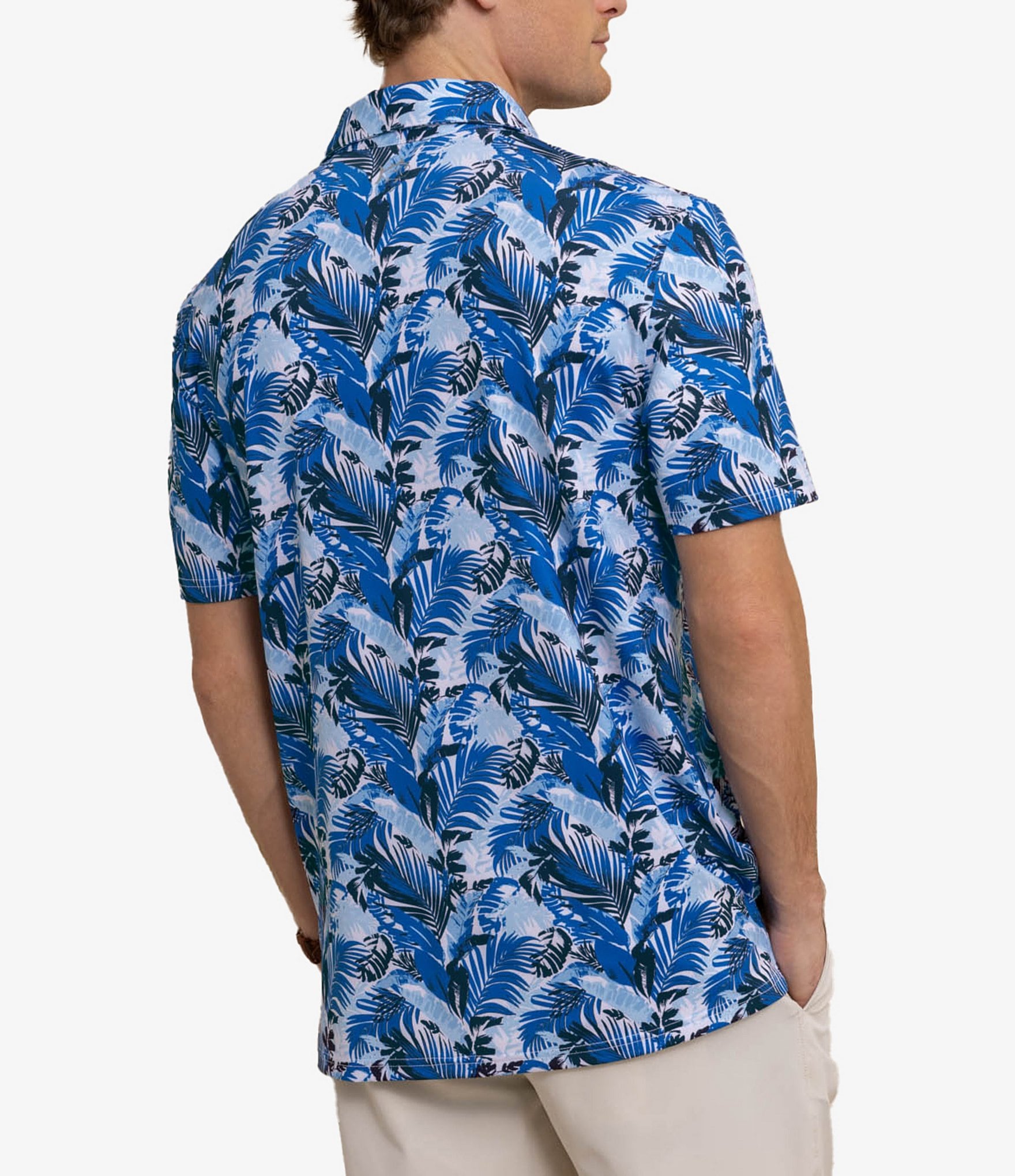 Southern Tide Performance Stretch Driver Paradise Palms Printed Short Sleeve Polo Shirt