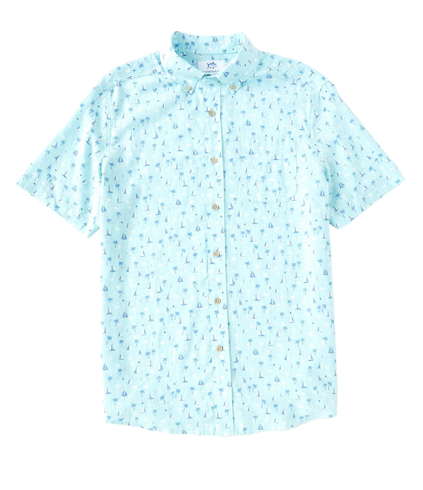 Southern Tide Seascape Sailing Short-Sleeve Woven Shirt | Dillard's