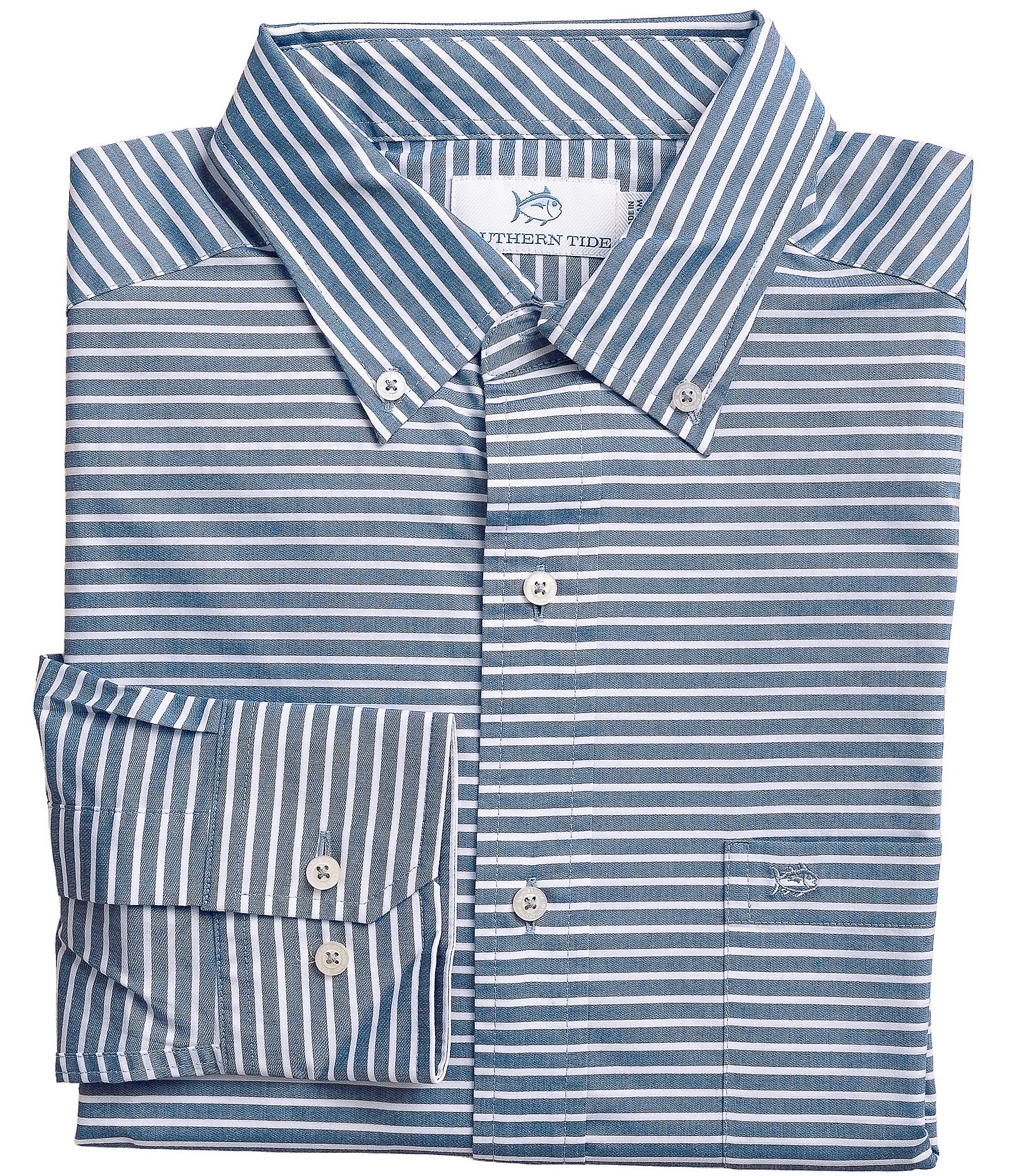 Southern Tide Stripe Long Sleeve Woven Shirt
