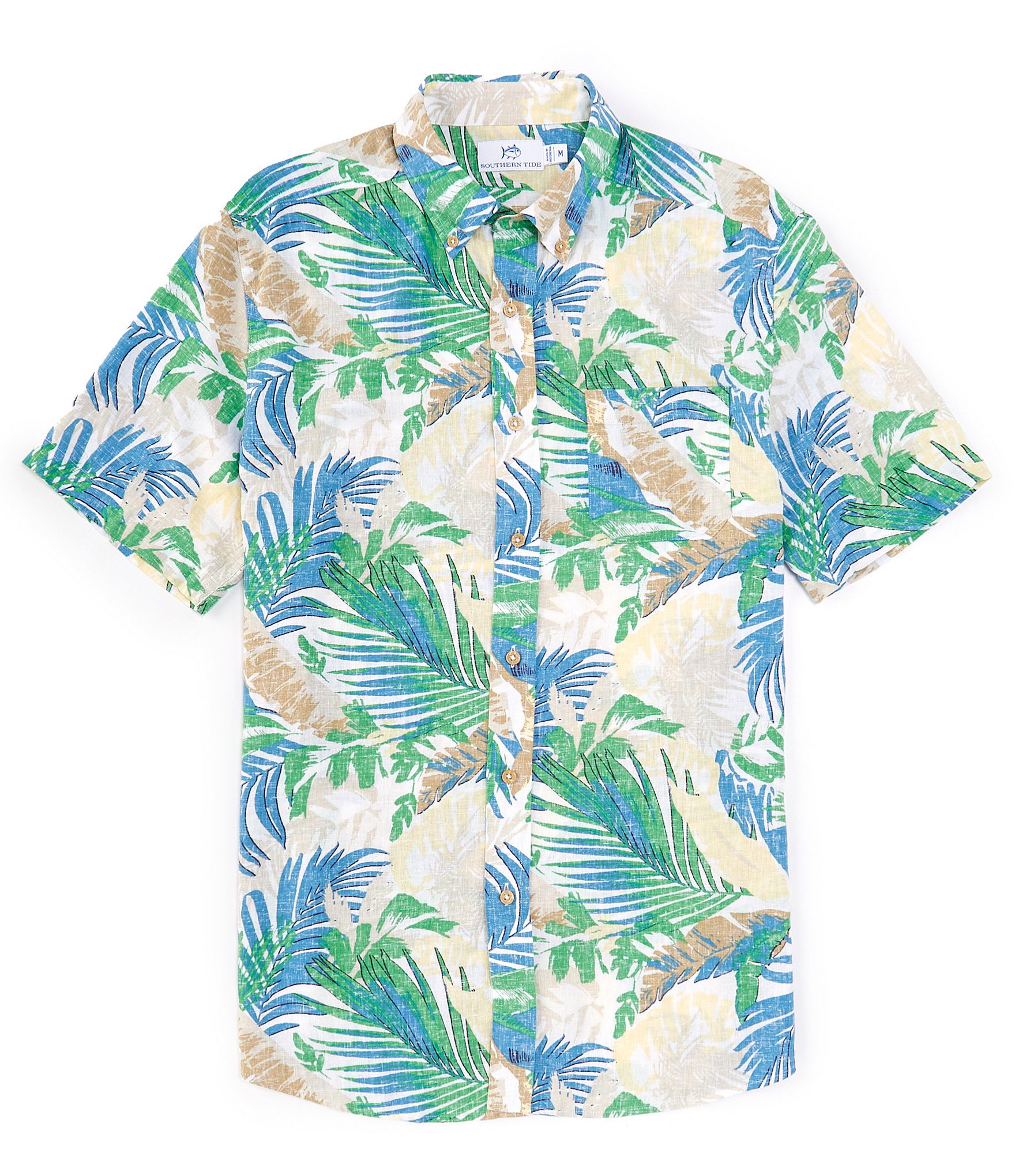 Southern Tide Tropical Paradise Palms Short Sleeve Woven Shirt