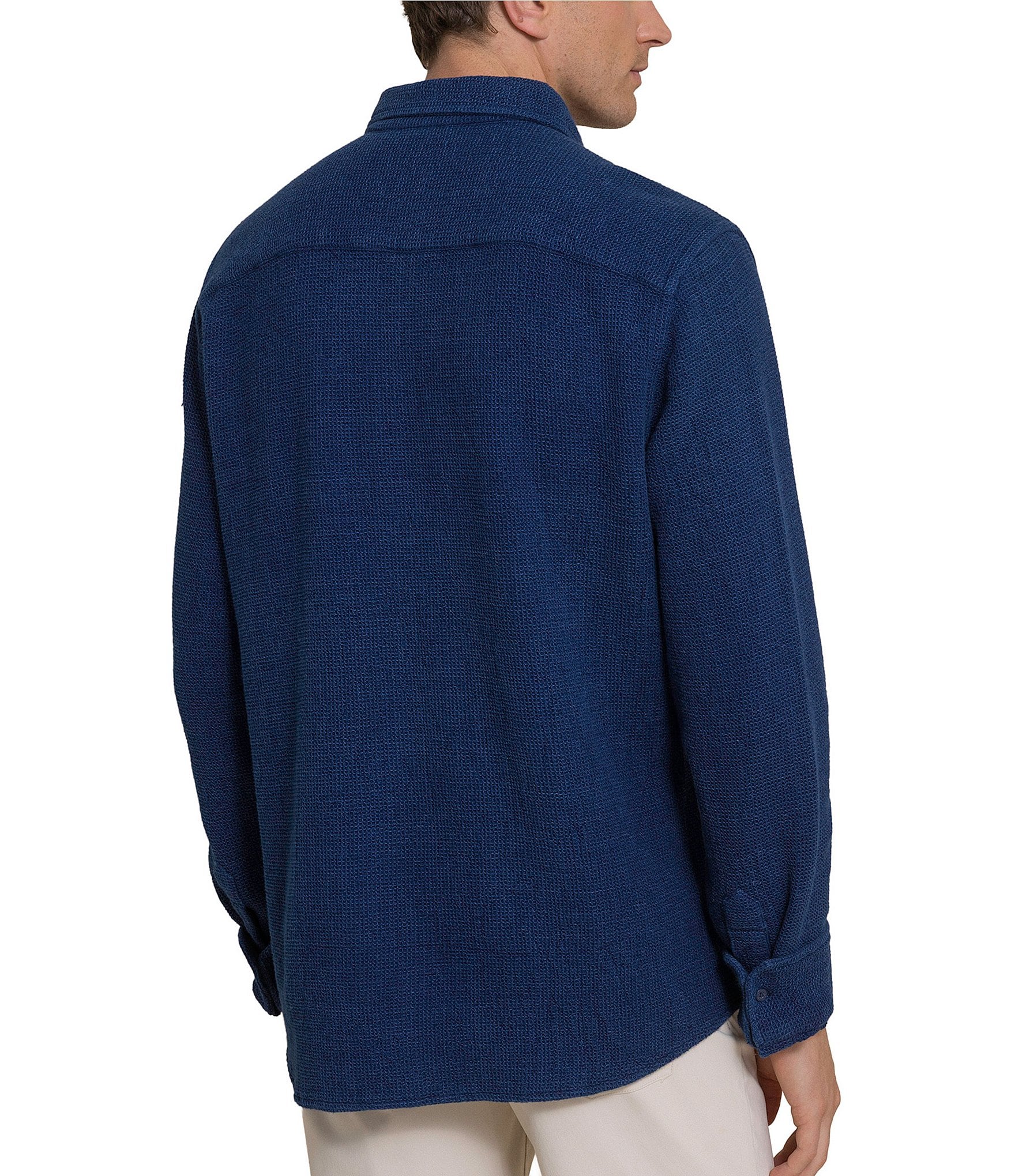 Southern Tide Waffle Weave Long Sleeve Woven Shirt