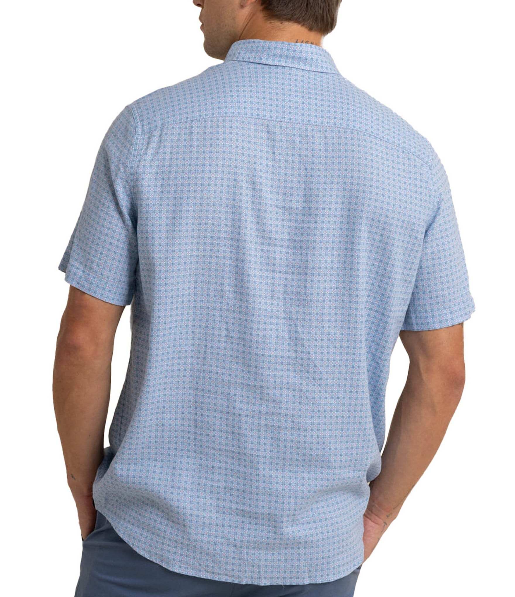 Southern Tide White Lotus Short Sleeve Woven Shirt