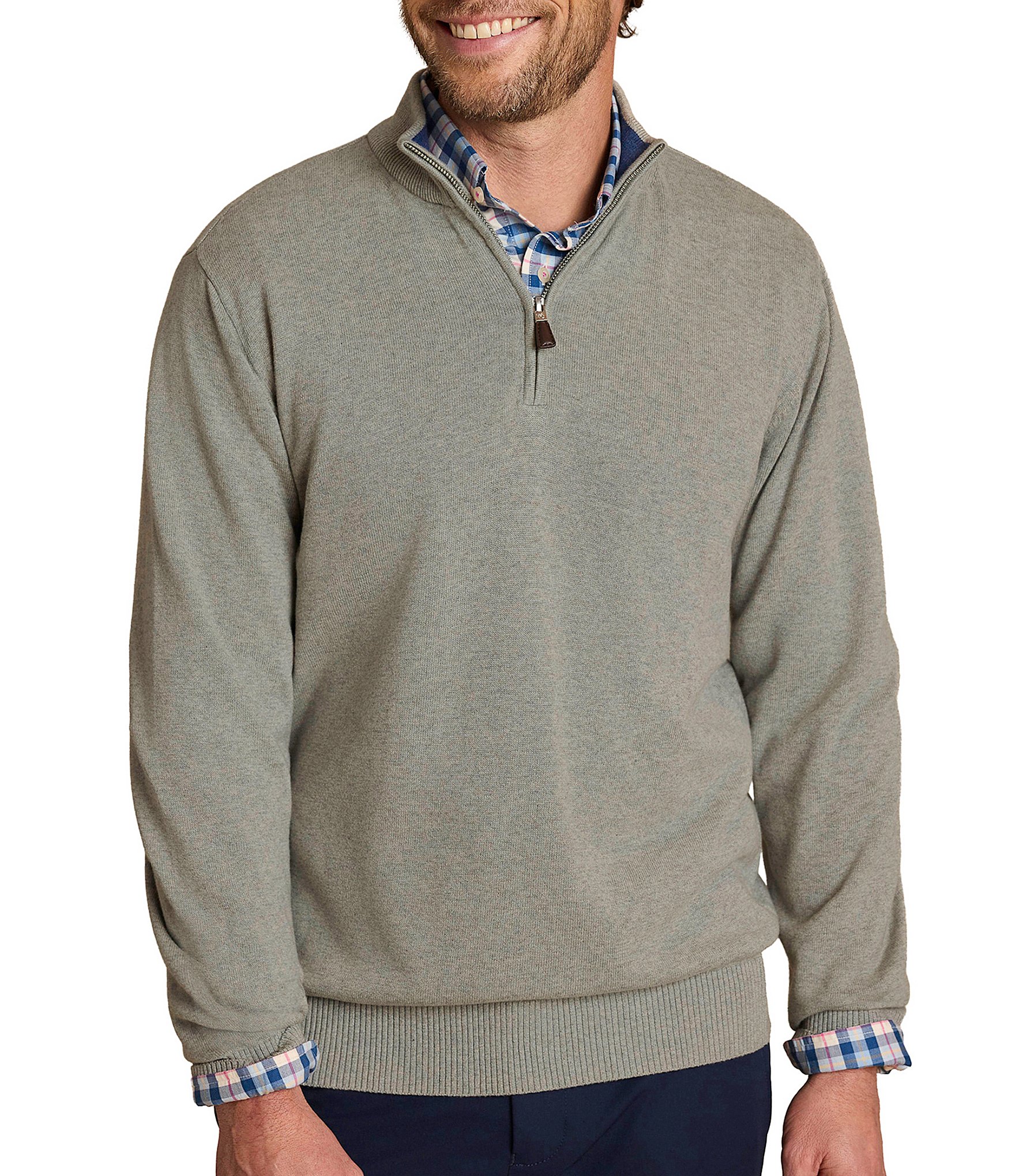 Southern Tide Whitehaven Heather Quarter-Zip Long Sleeve Knit Sweater
