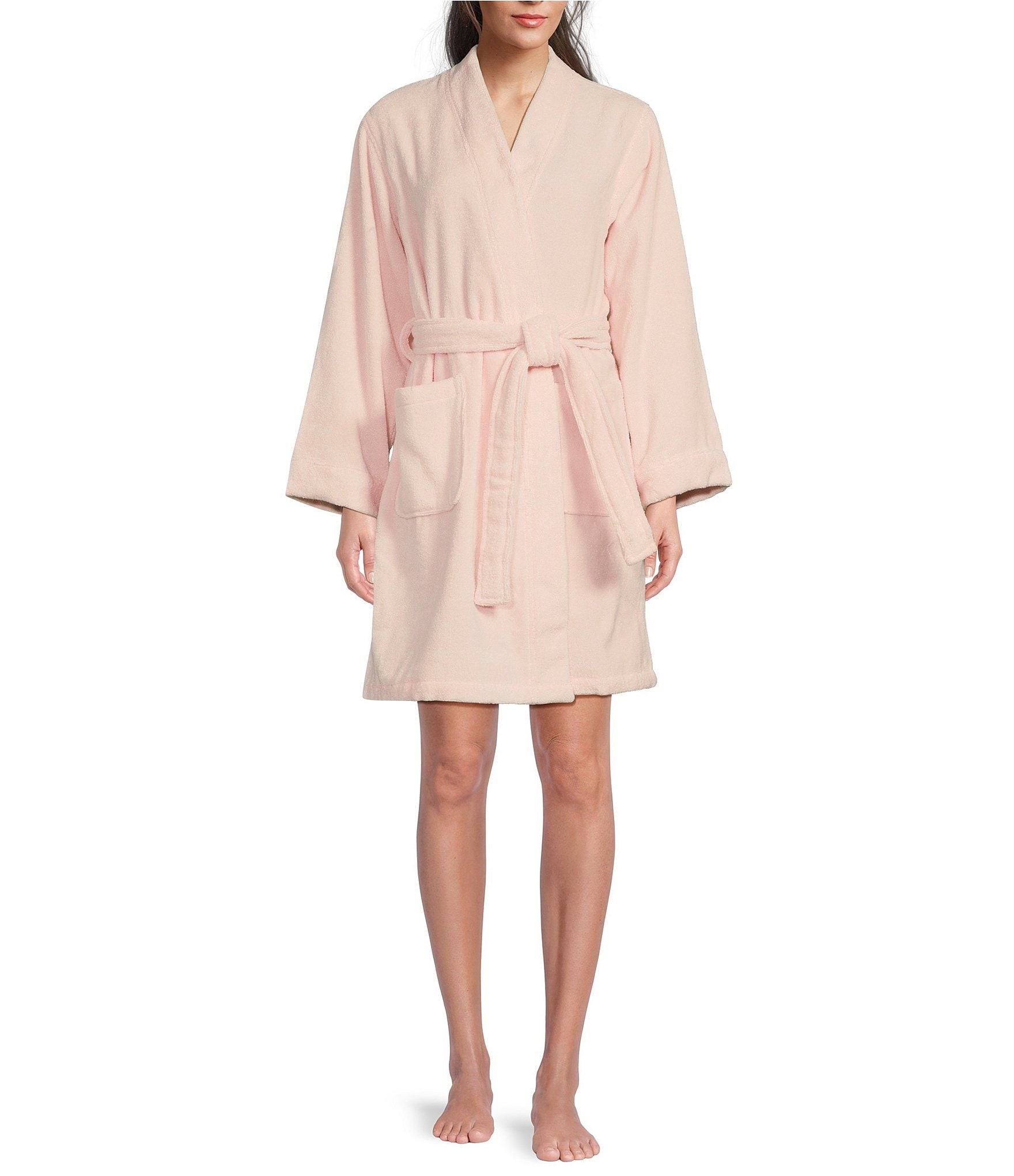 Spa Essentials By Sleep Sense Turkish Cotton Blend Short Cozy Terry Wrap Robe