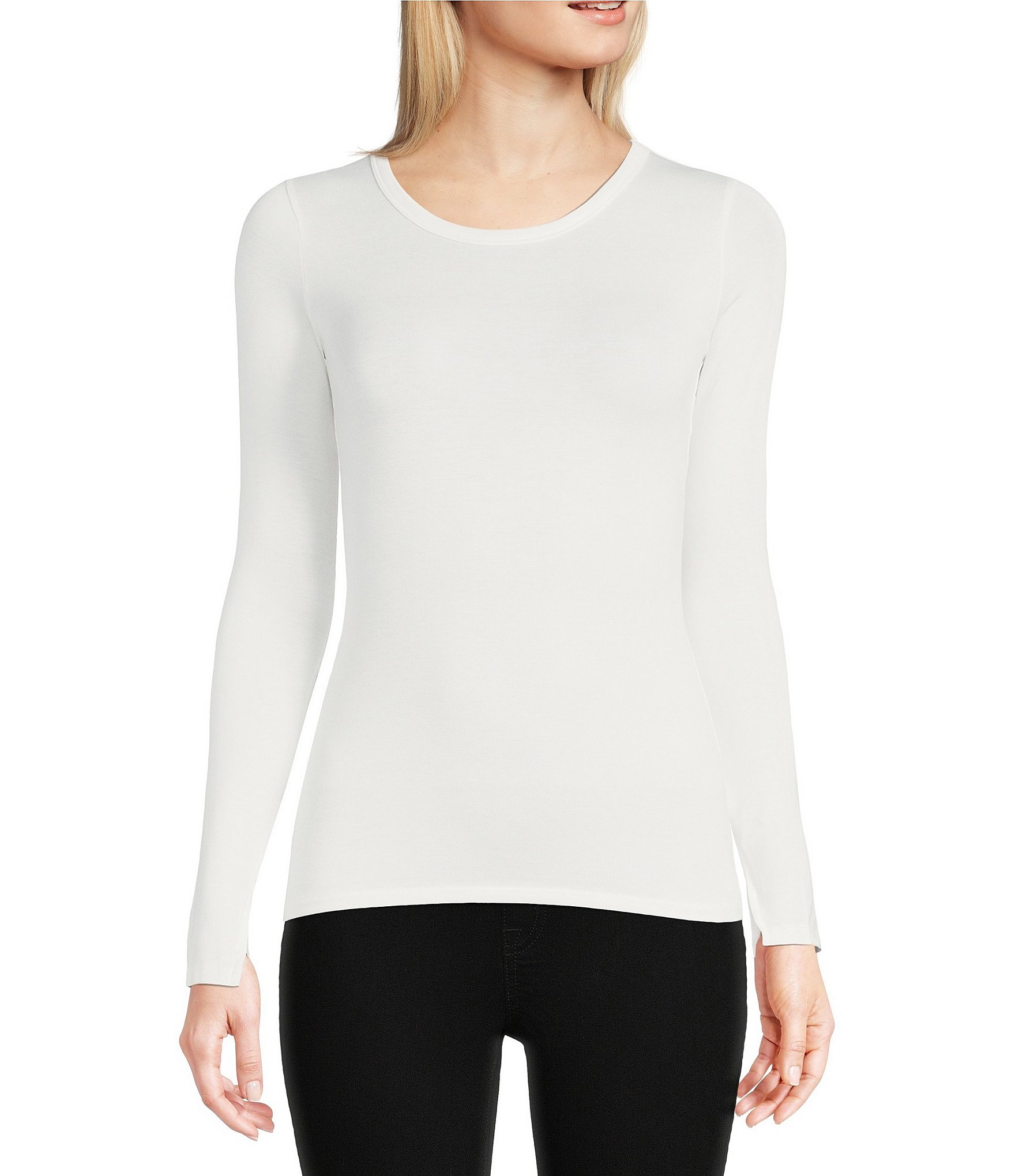 Spanx® BETTER BASE LONG SLEEVE CREW IN VERY BLACK