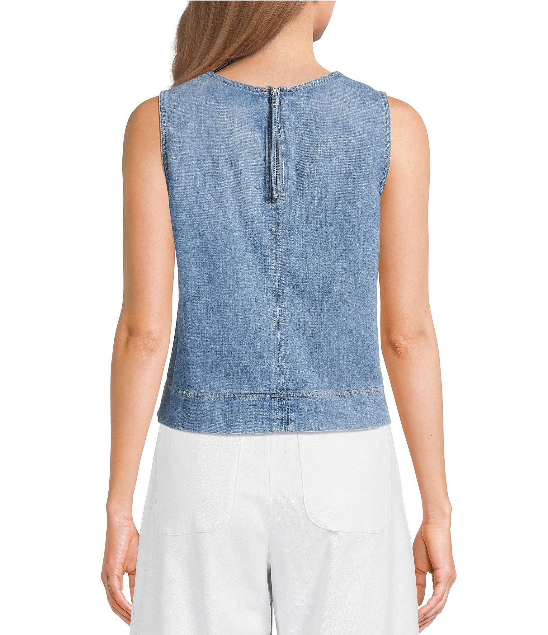 SPANX Crew Neck Sleeveless Woven Top