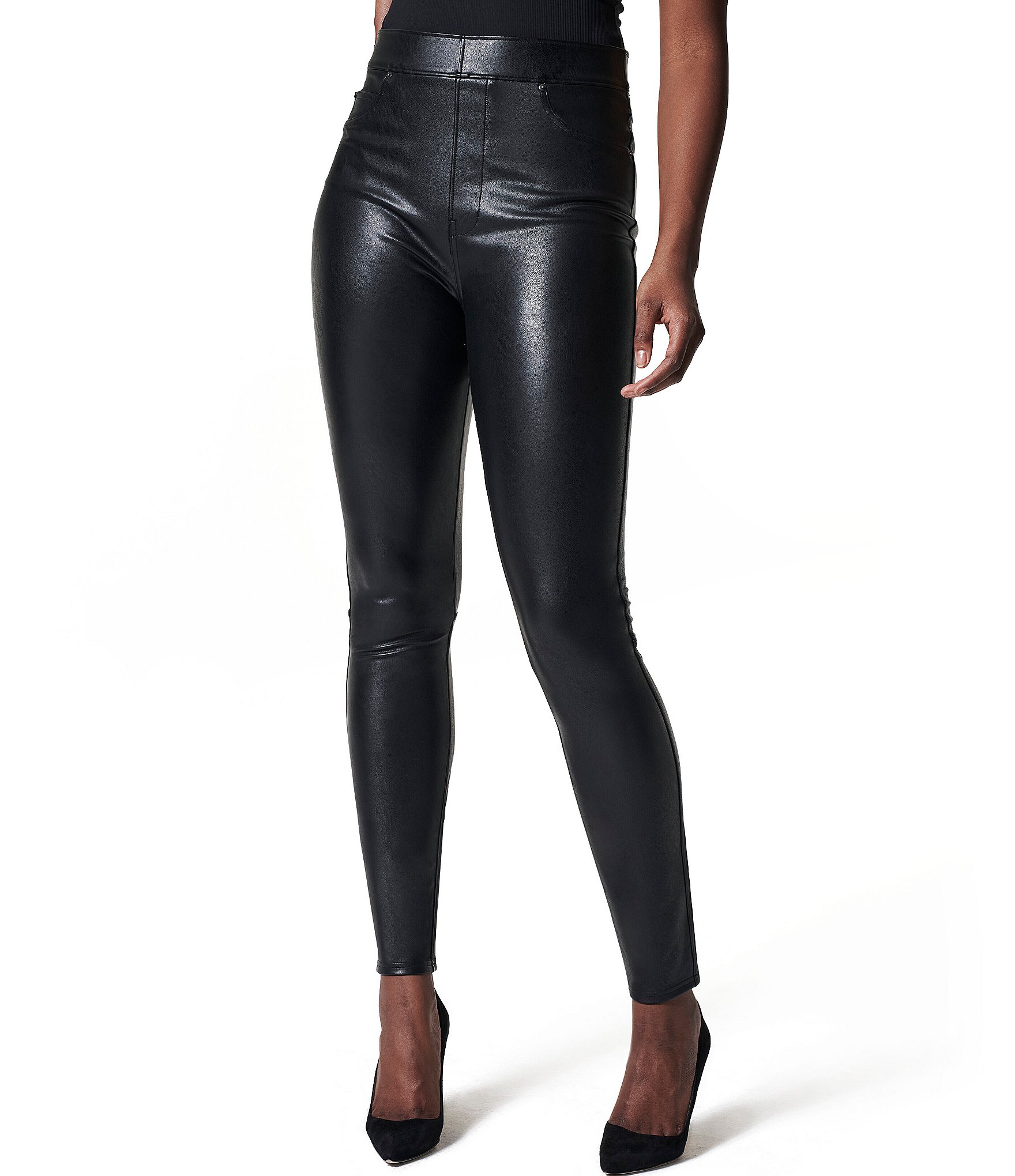 SPANX, Pants & Jumpsuits, Spanx Faux Leather Pebbled Leggings Black High  Rise Compression Large L Sculpt