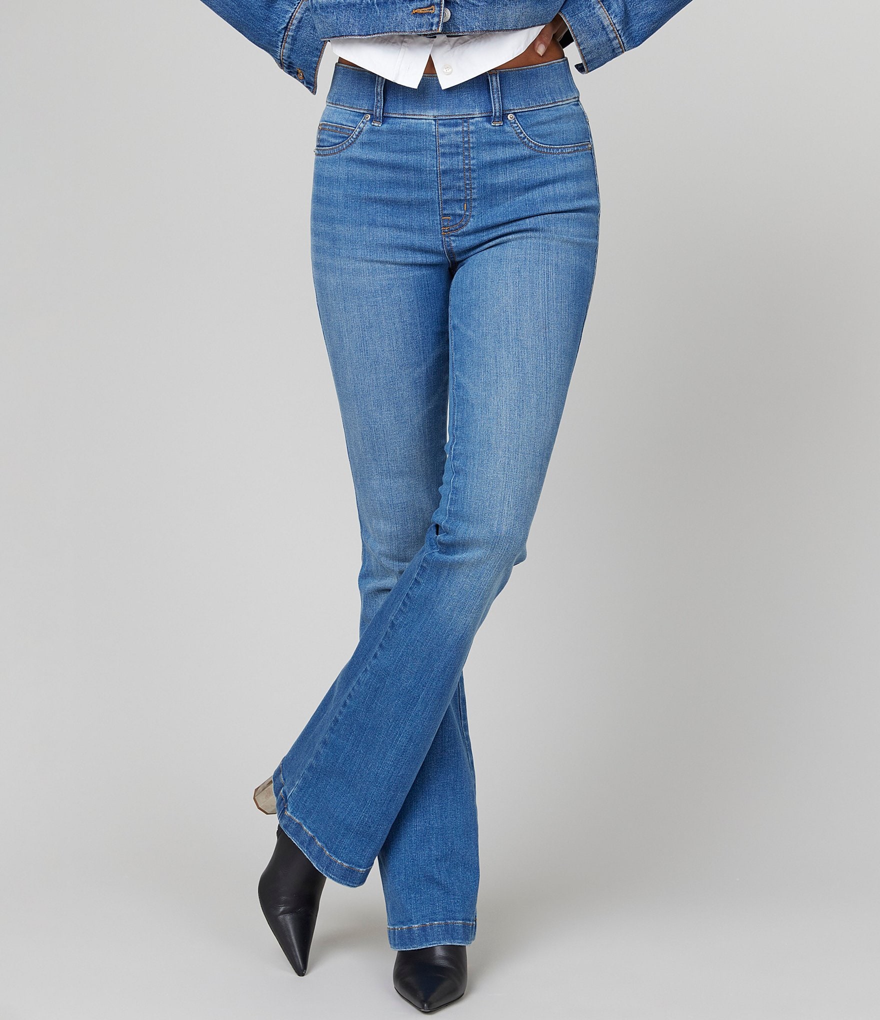 Spanx Flare Pull-On High Rise Stretch Jeans
