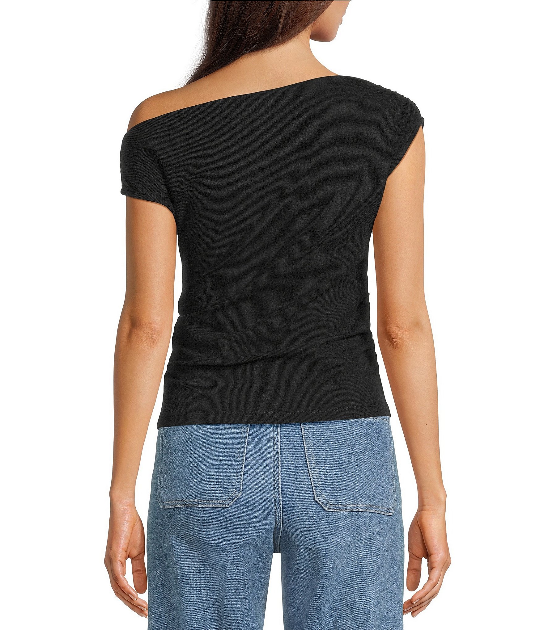 Spanx Ribbed Knit Off-The-Shoulder Ruched Top