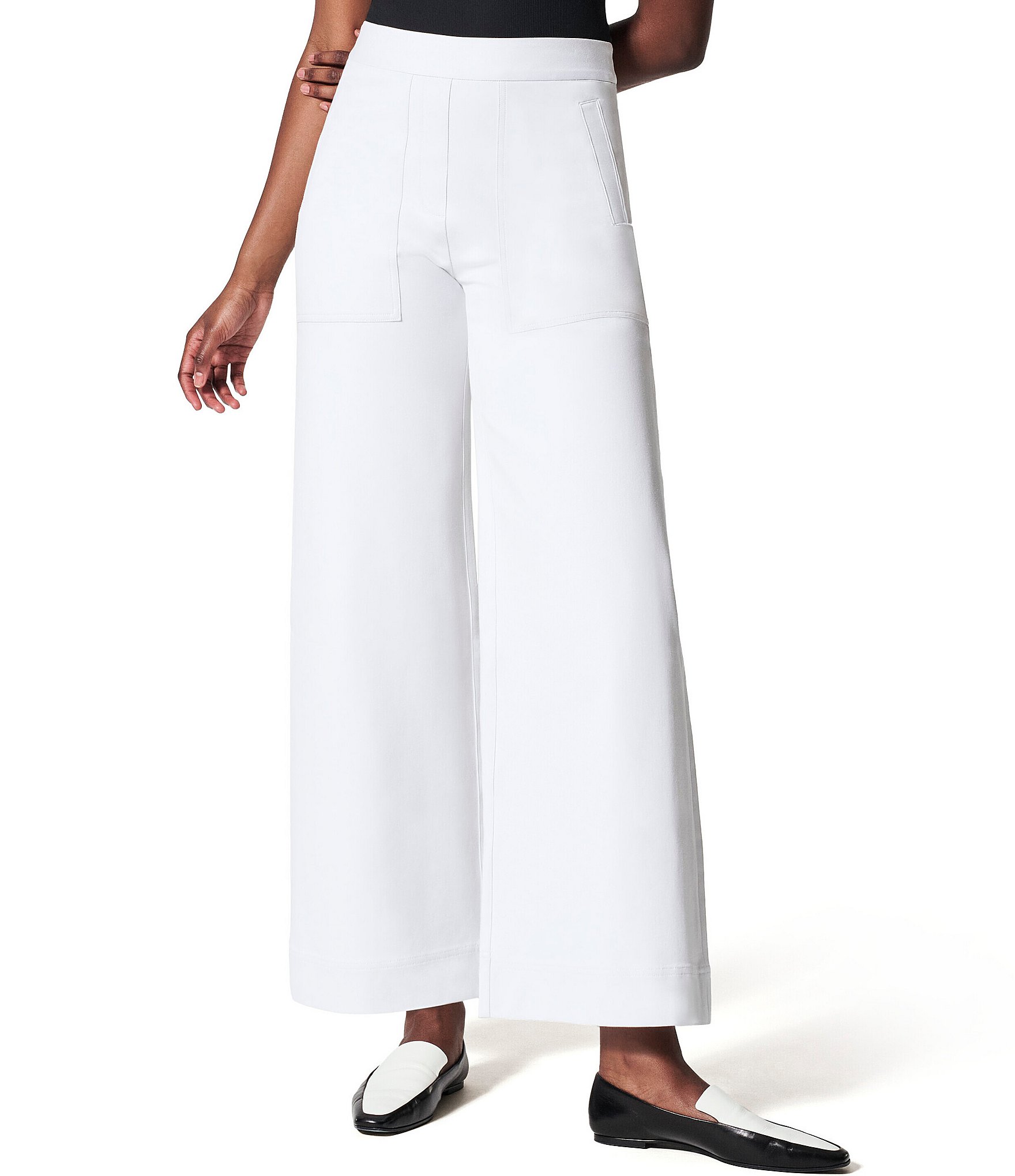Spanx Silver On-the-Go Cropped Wide Leg Pants