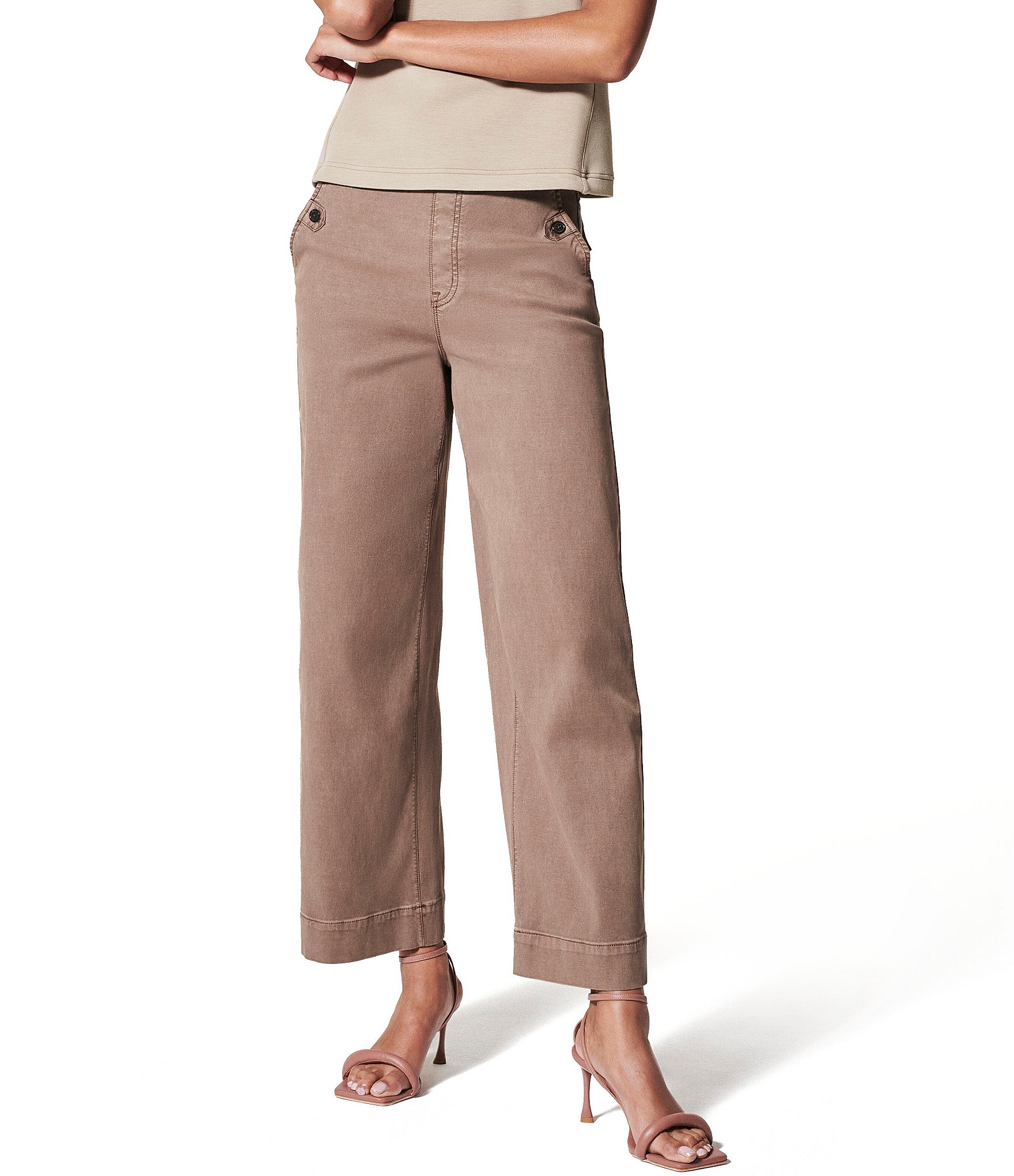 SPANX Olive stretch-twill wide-leg trousers