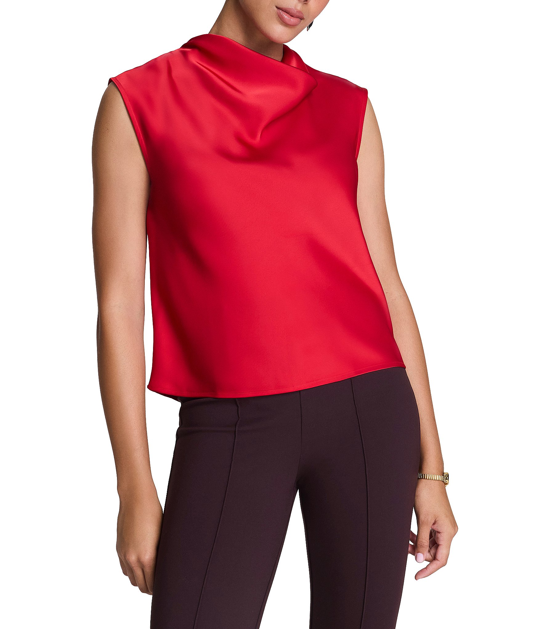 Spanx Woven Sleeveless Drape Neckline Top