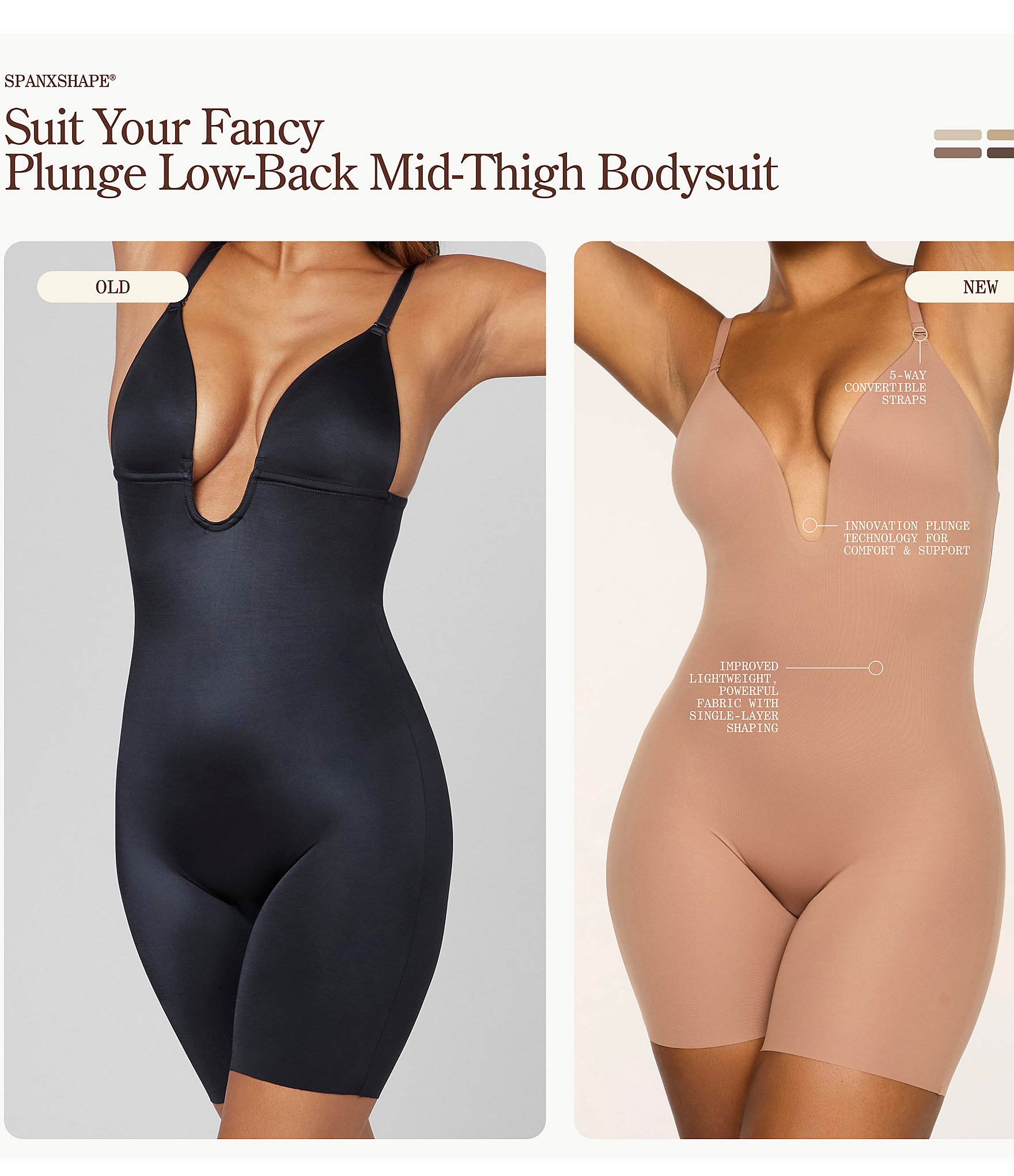 SPANXshape® Plus Suit Your Fancy Plunge Low-Back Mid-Thigh Bodysuit
