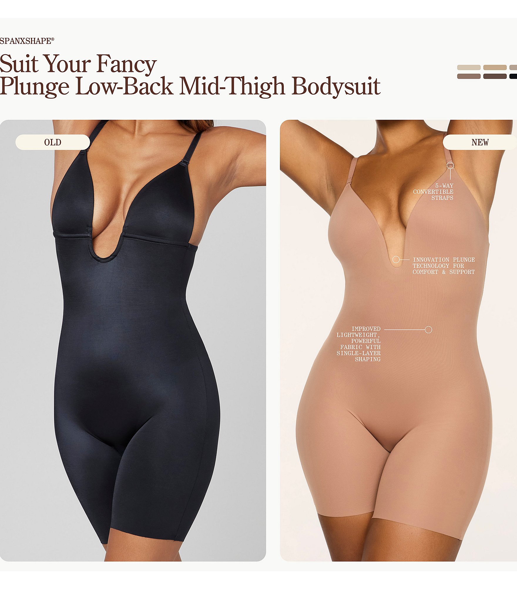 SPANXshape® Suit Your Fancy Plunge Low-Back Mid-Thigh Bodysuit