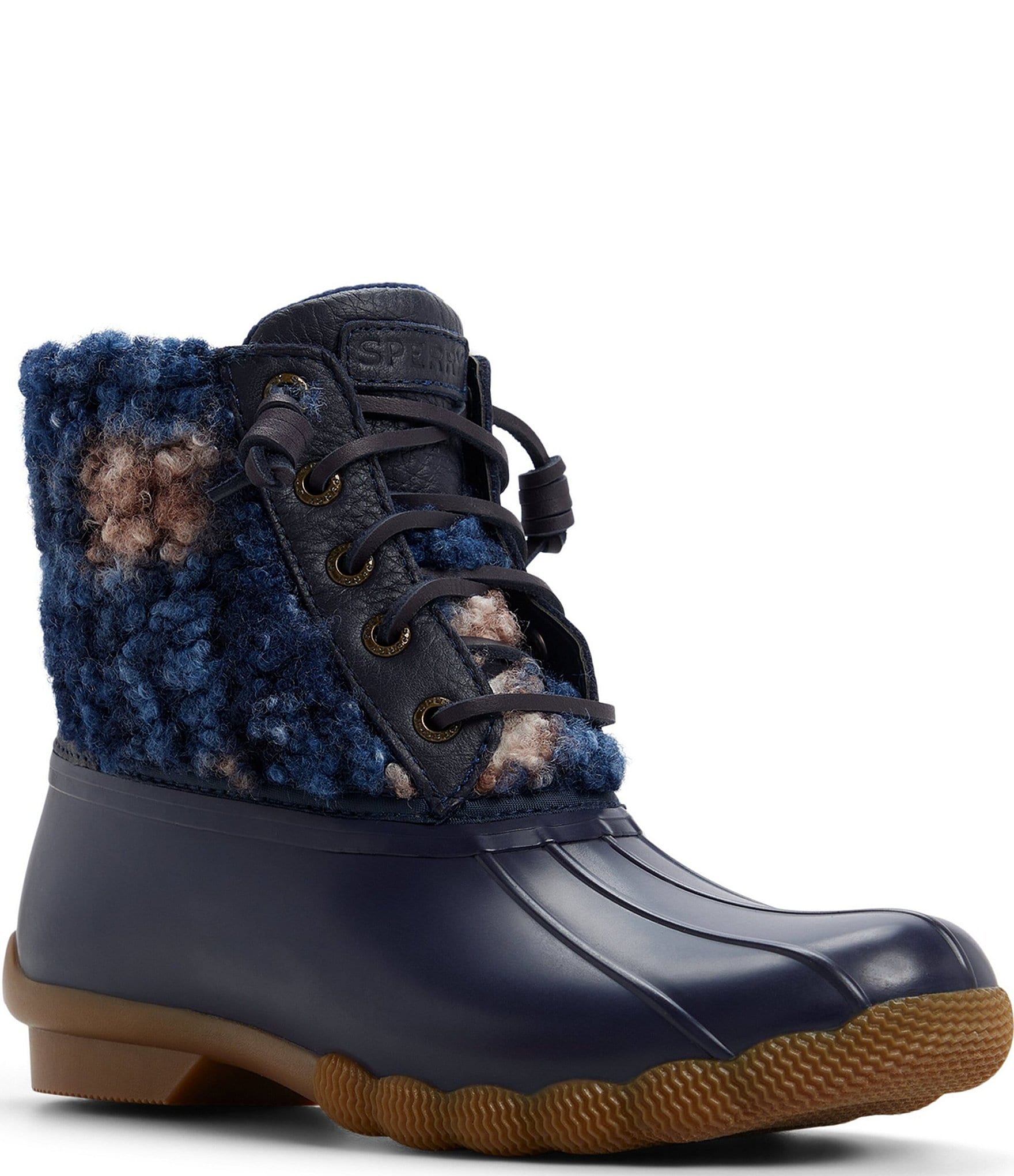 Sperry Women's Saltwater Plaid Lace Up Duck Rain Booties