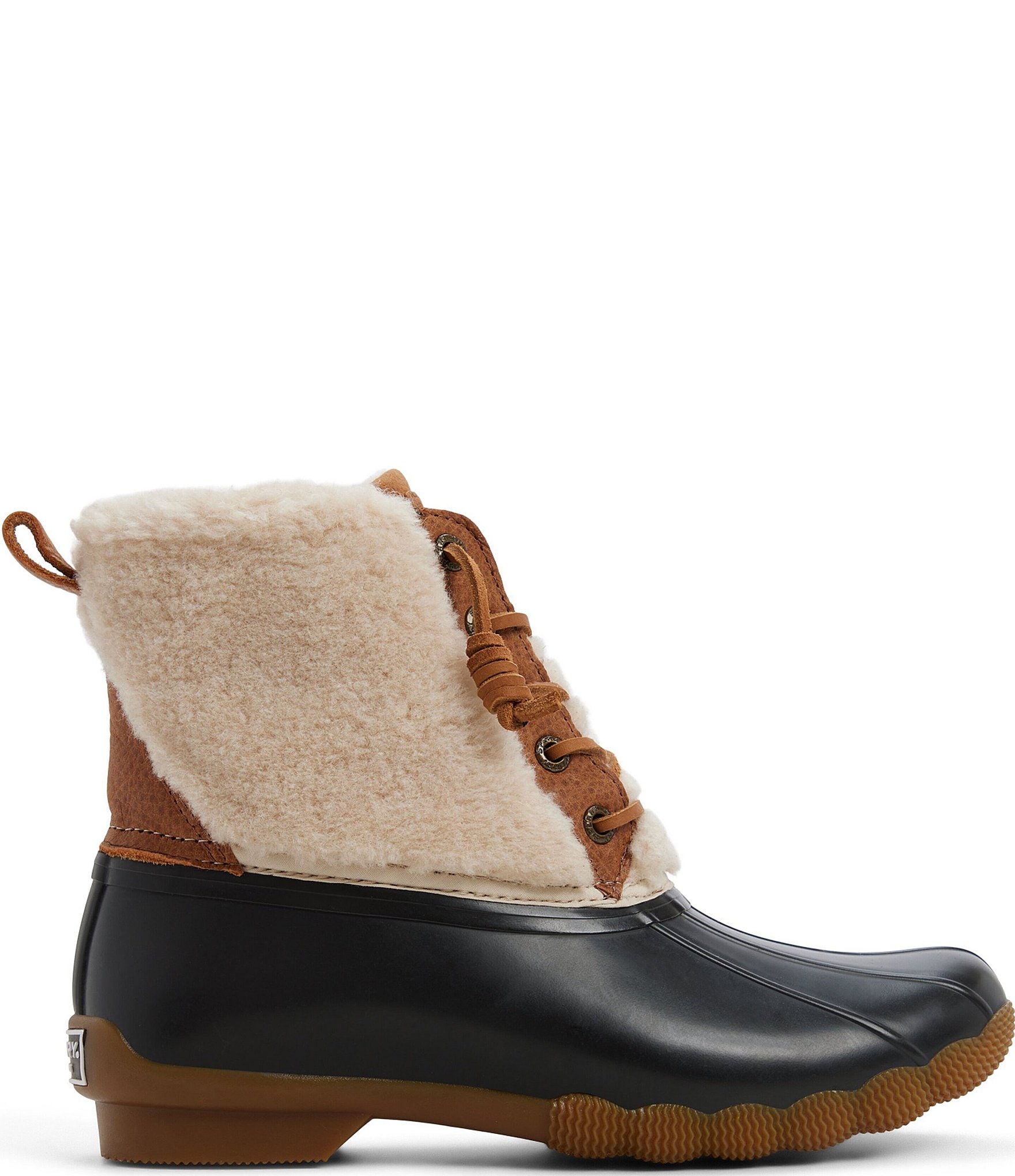 Sperry Women's Saltwater Shearling Lace Up Duck Rain Booties