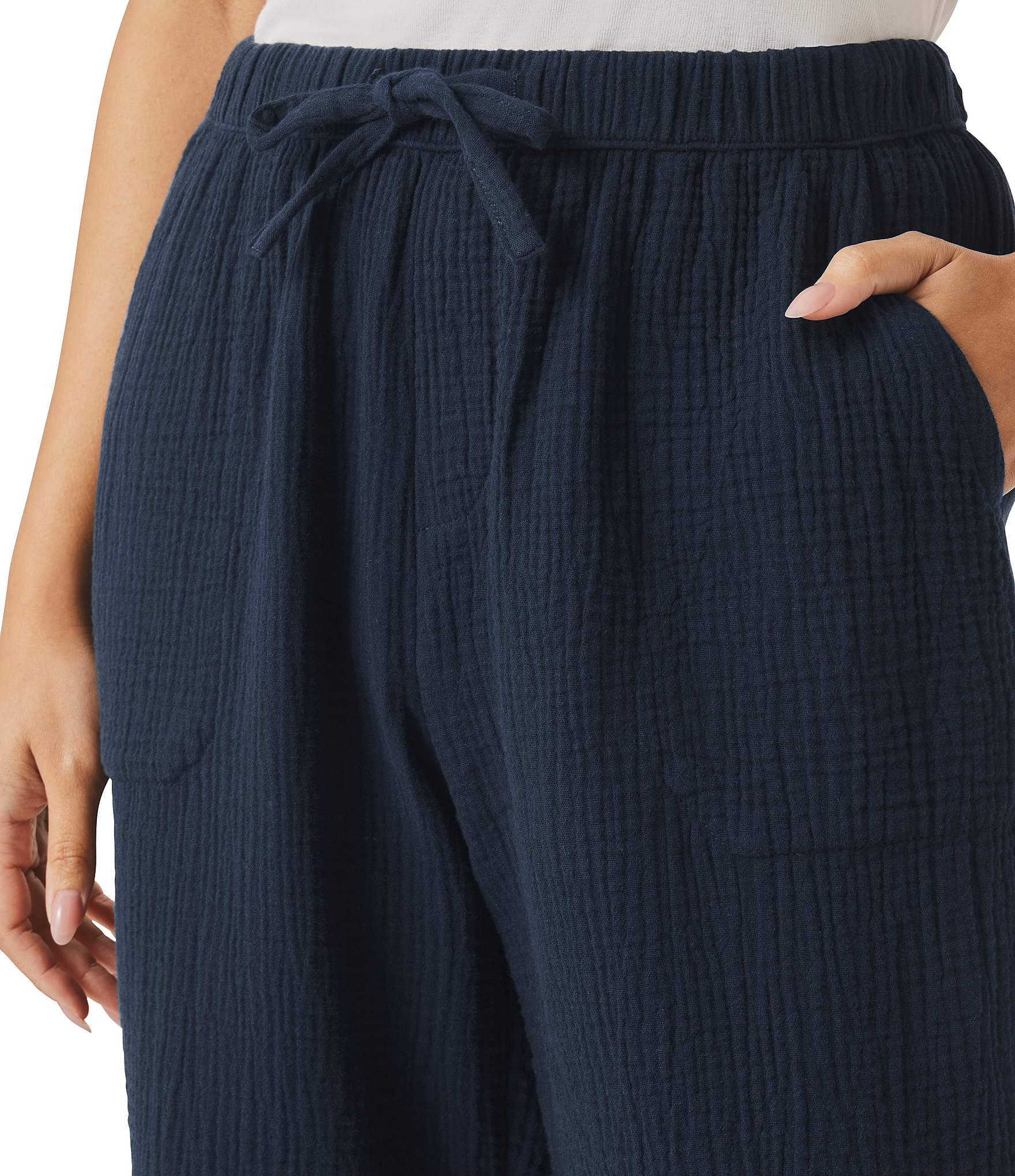 Splendid Adele Drawstring Gauze Cropped Relaxed Wide Leg Pants