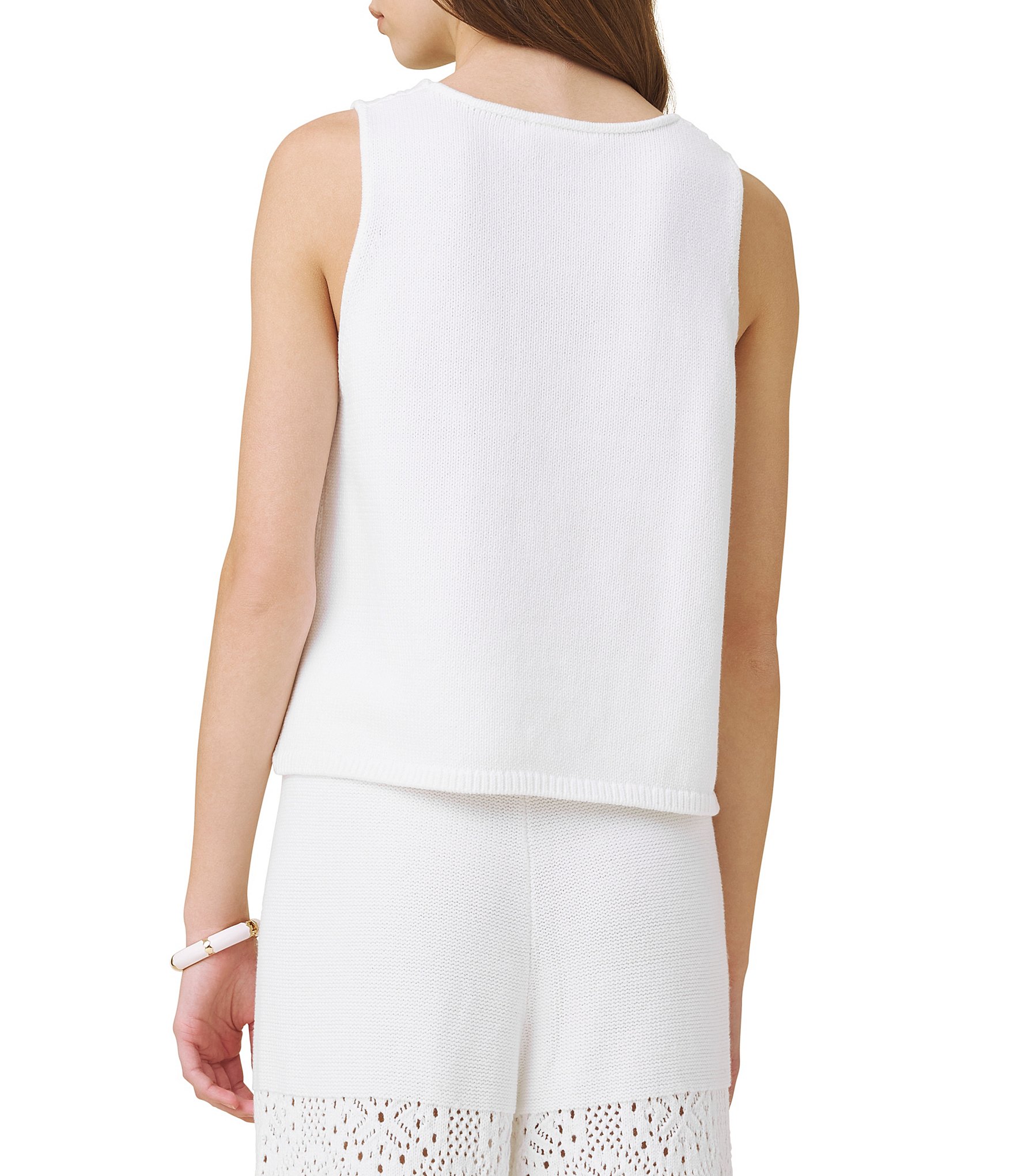 Splendid Beckham Crochet Crew Neck Sleeveless Tank