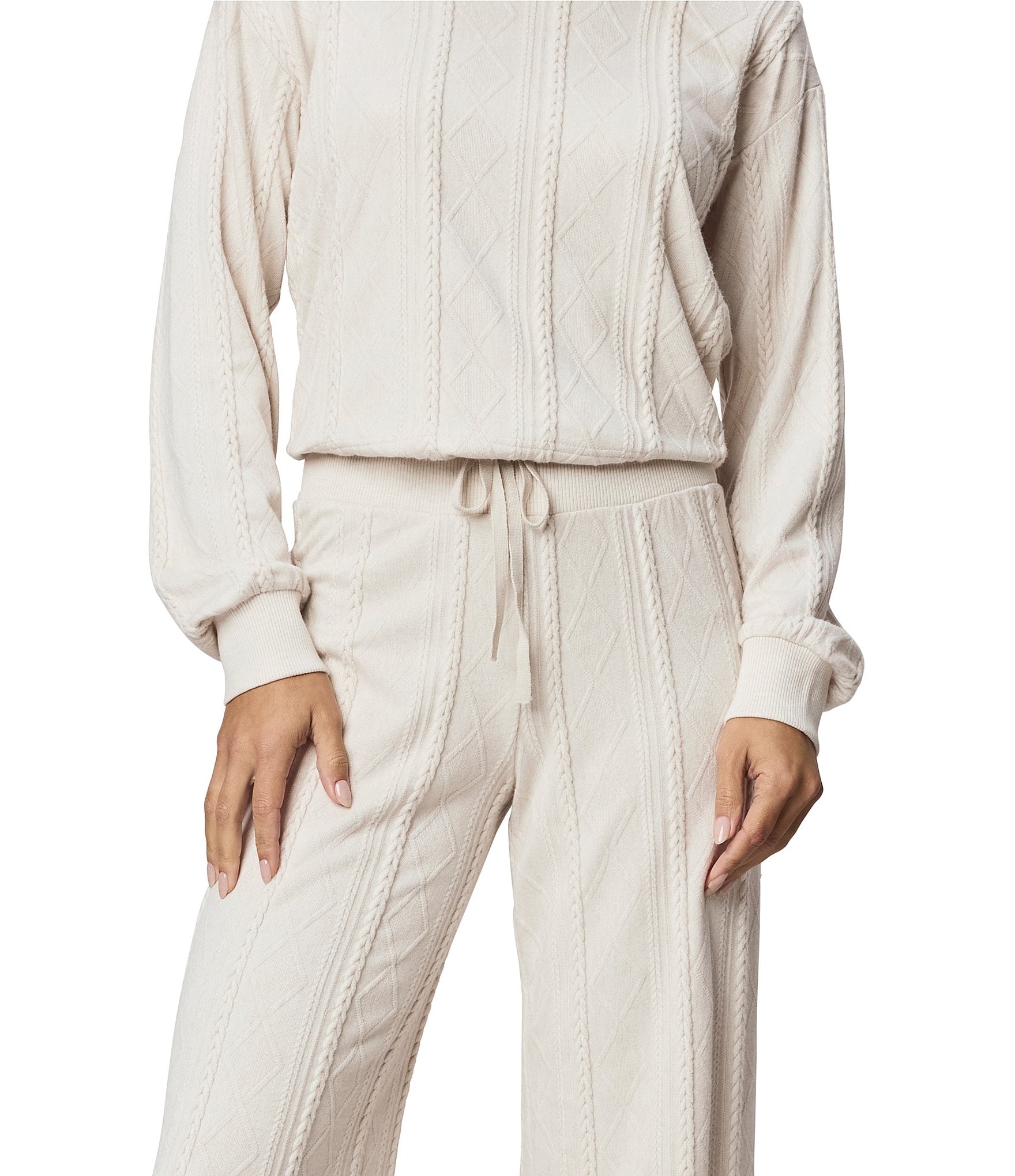 Splendid Cable Knit Lounge Wide Leg Coordinating Pants