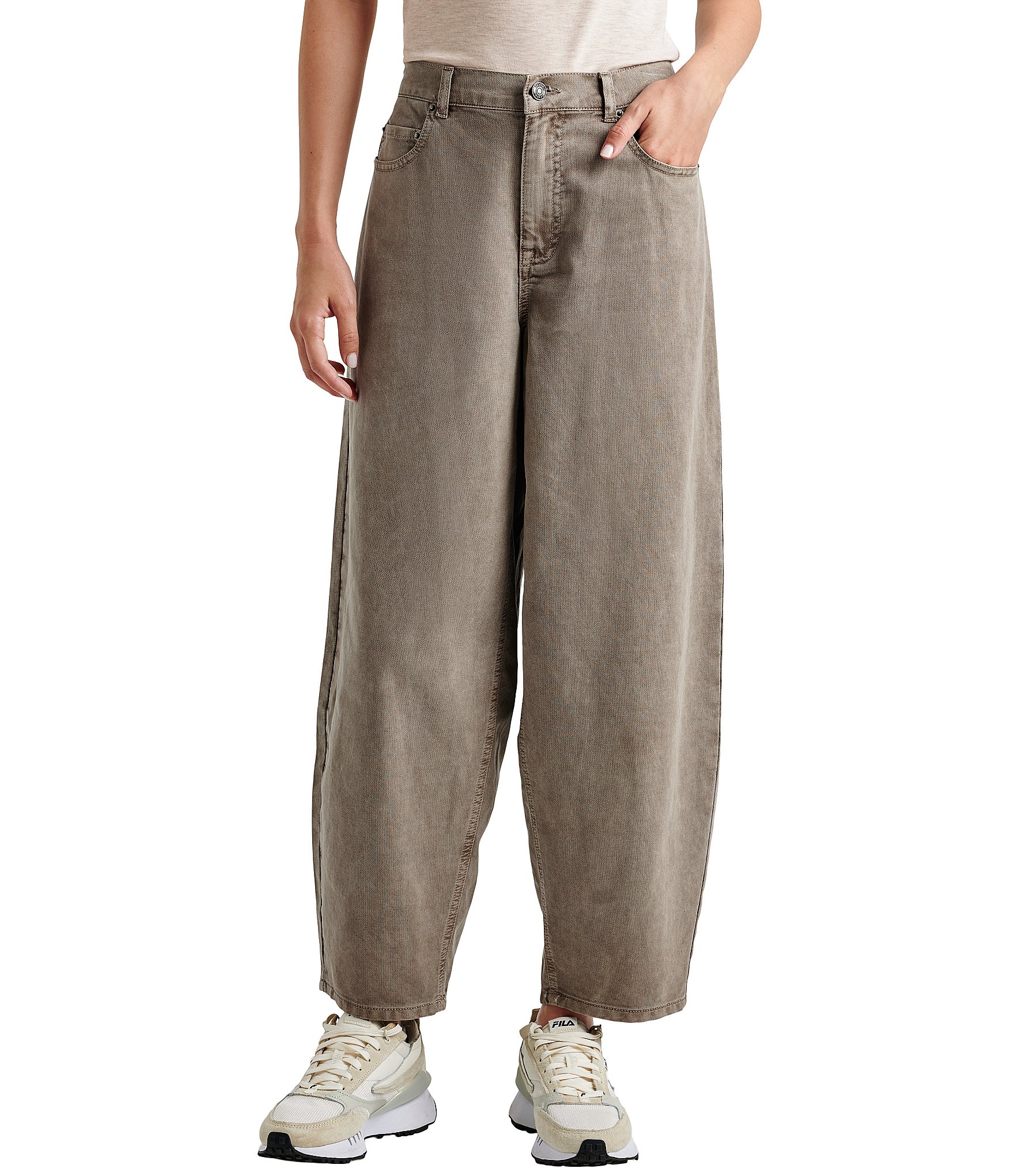 Splendid Carter Barrel Leg Wide Pant Elastic Crop Pant