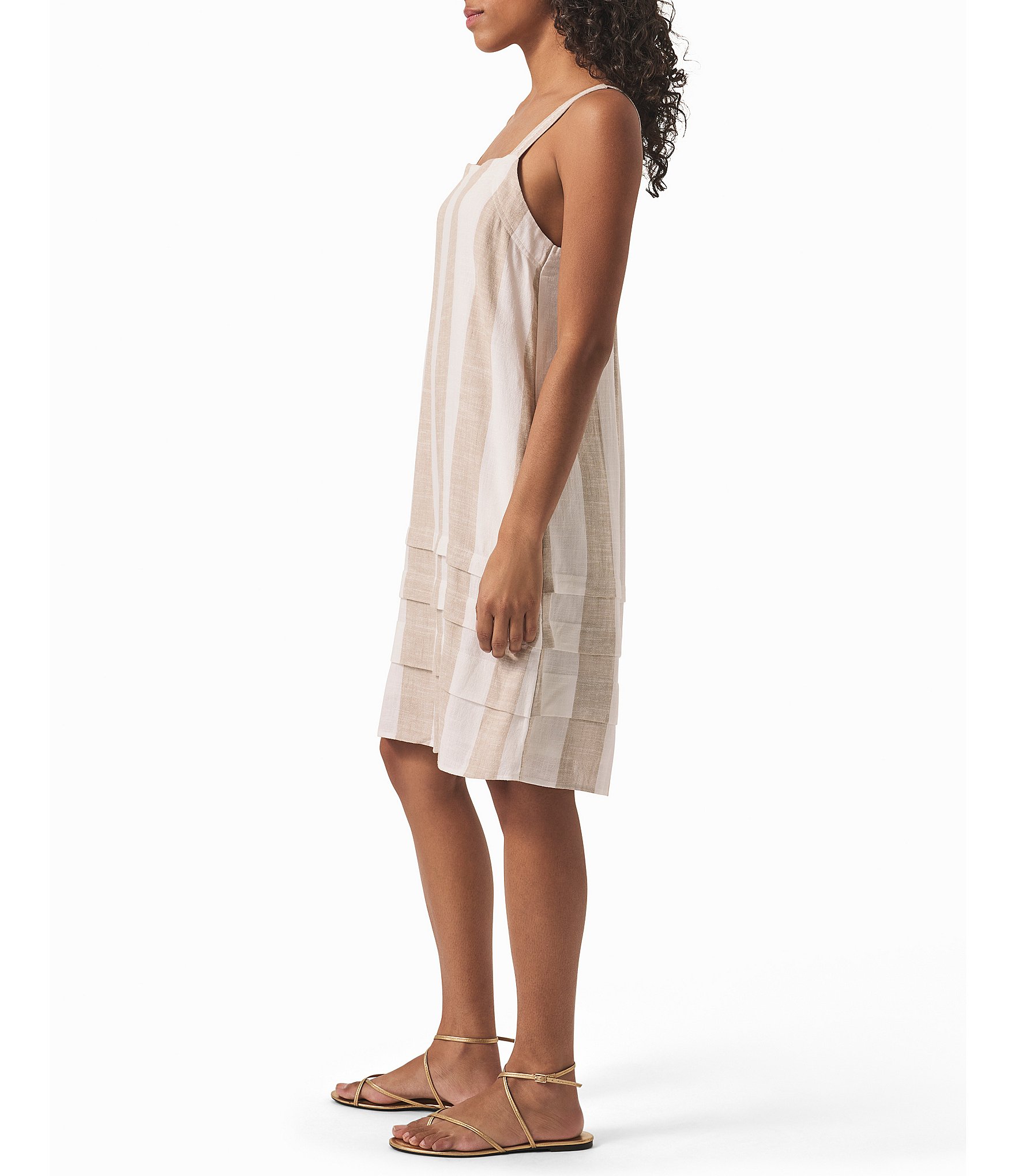 Splendid Celine Knit Striped Square Neck Sleeveless A-Line Mini Dress