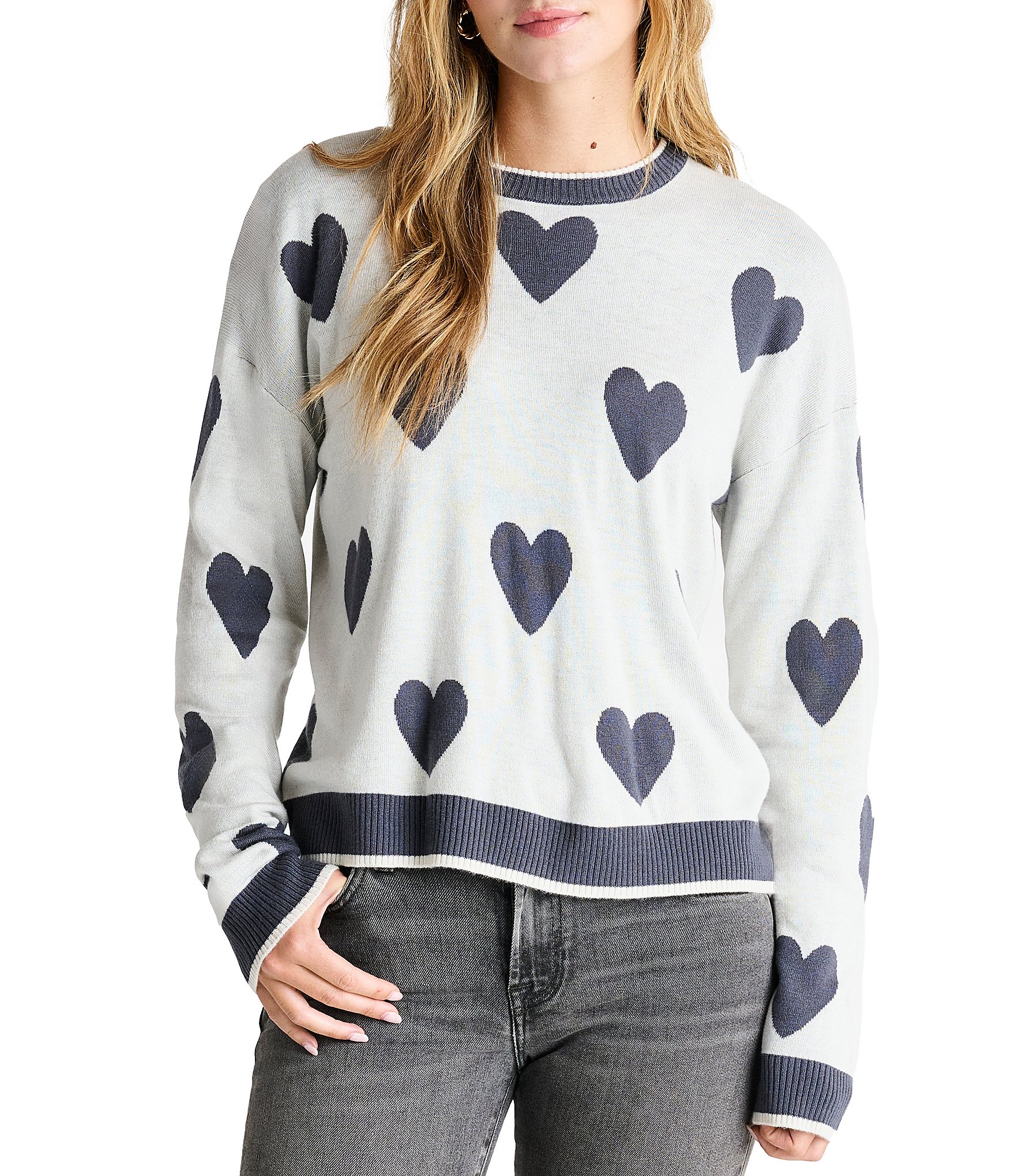 Splendid Eve Heart Crew Neck Pullover Sweater | Dillard's