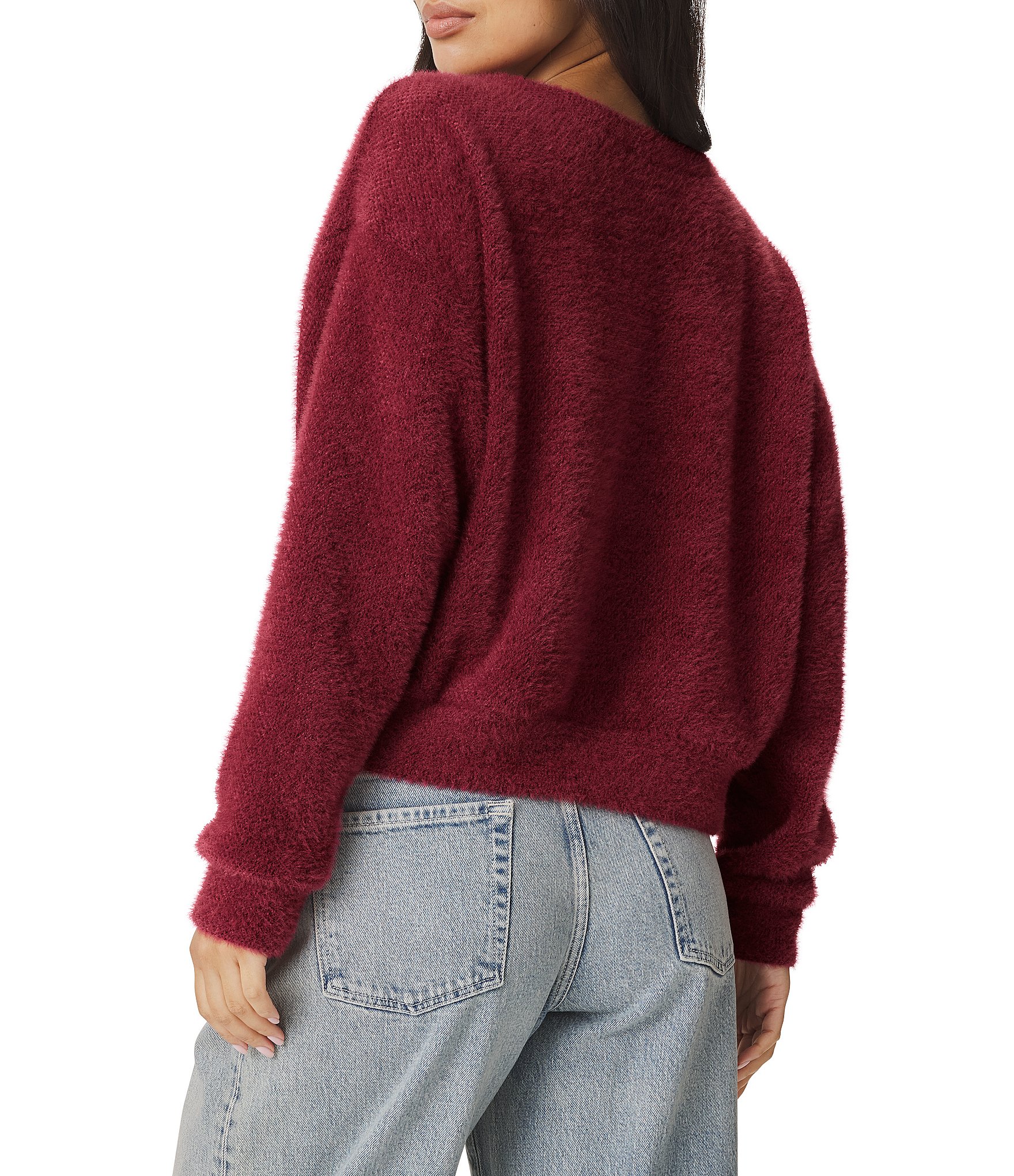 Splendid Fallon Fuzzy Knit Crew Neck Long Sleeve Top