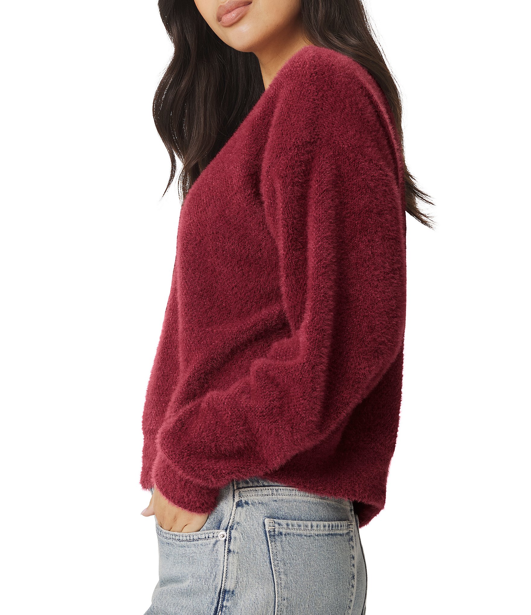 Splendid Fallon Fuzzy Knit Crew Neck Long Sleeve Top