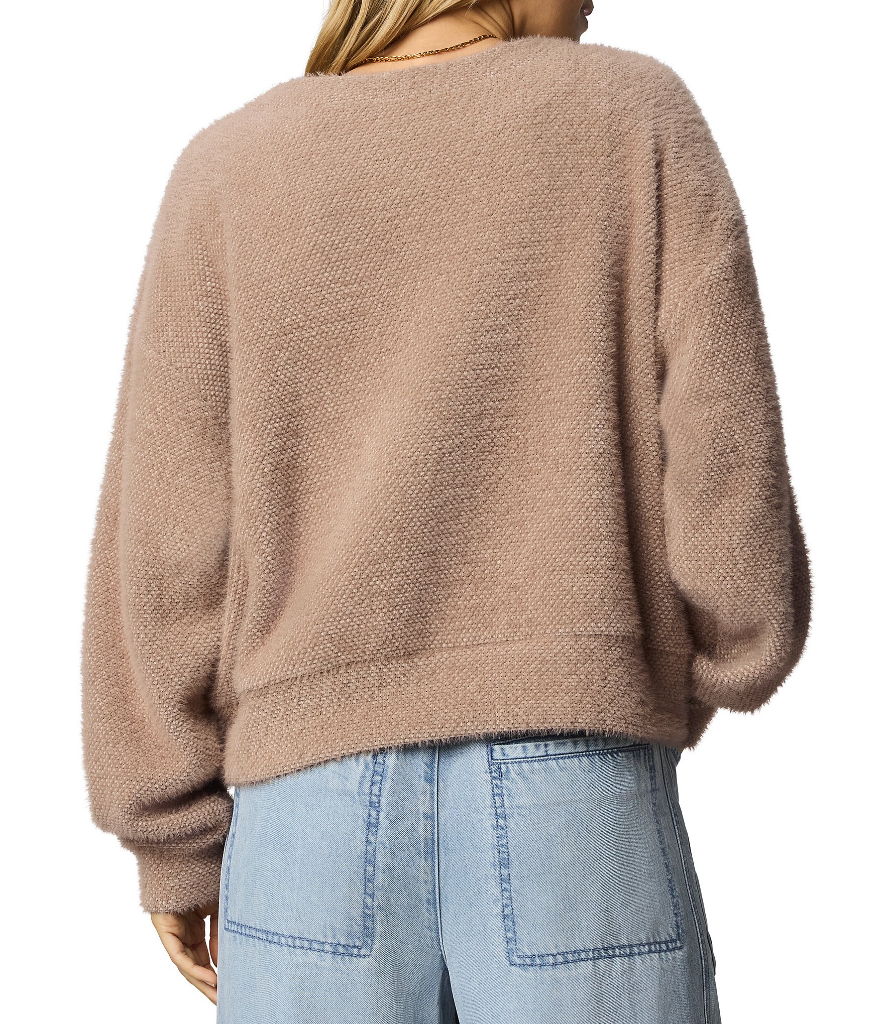 Splendid Fallon Fuzzy Knit Crew Neck Long Sleeve Top