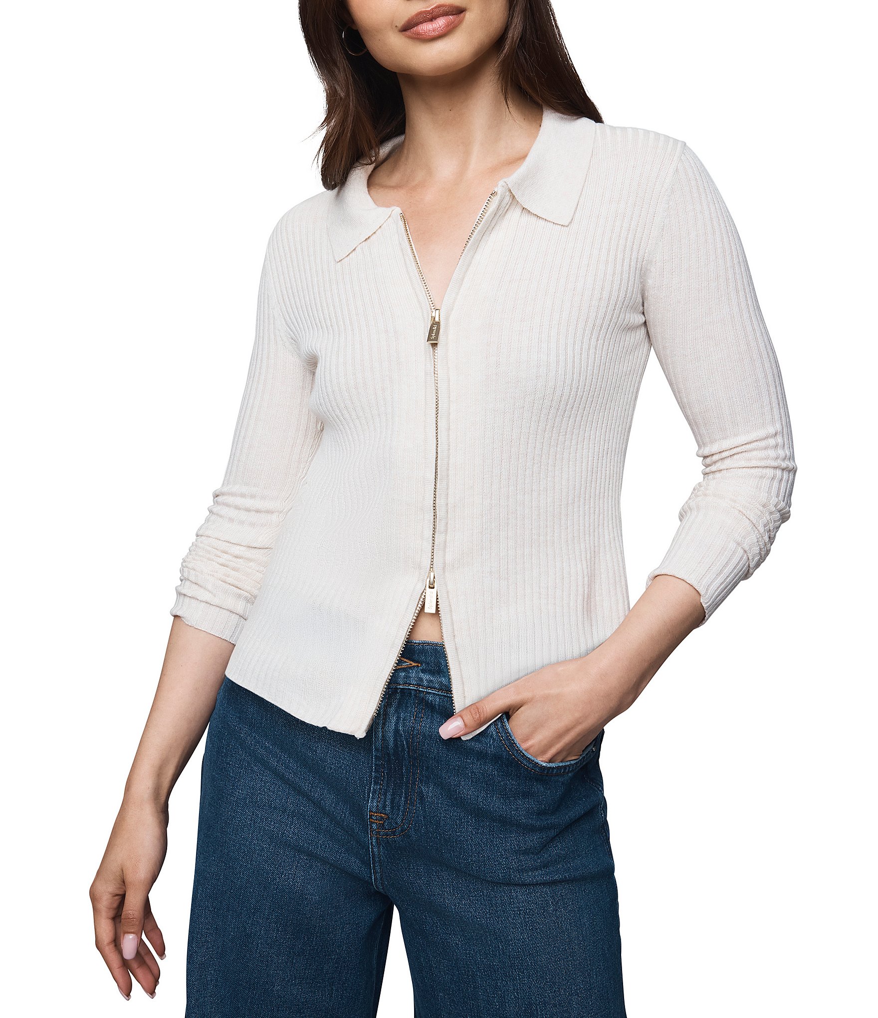 Splendid Georgie Coordinating Cashmere Blend Knit Collar V-Neck Long Sleeve Cardigan