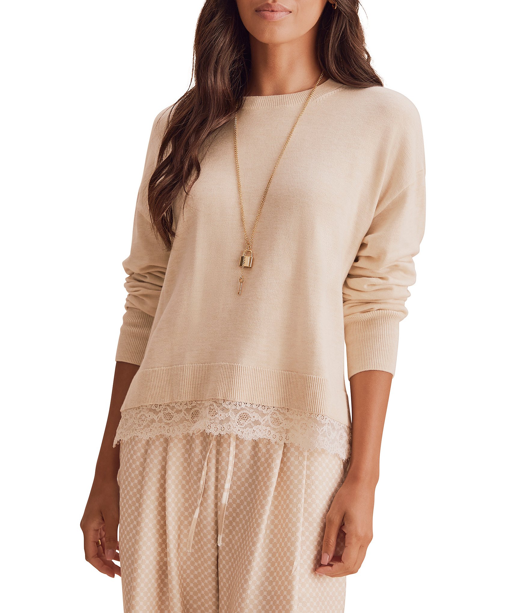 Splendid Georgie Lace Trim Pull Over