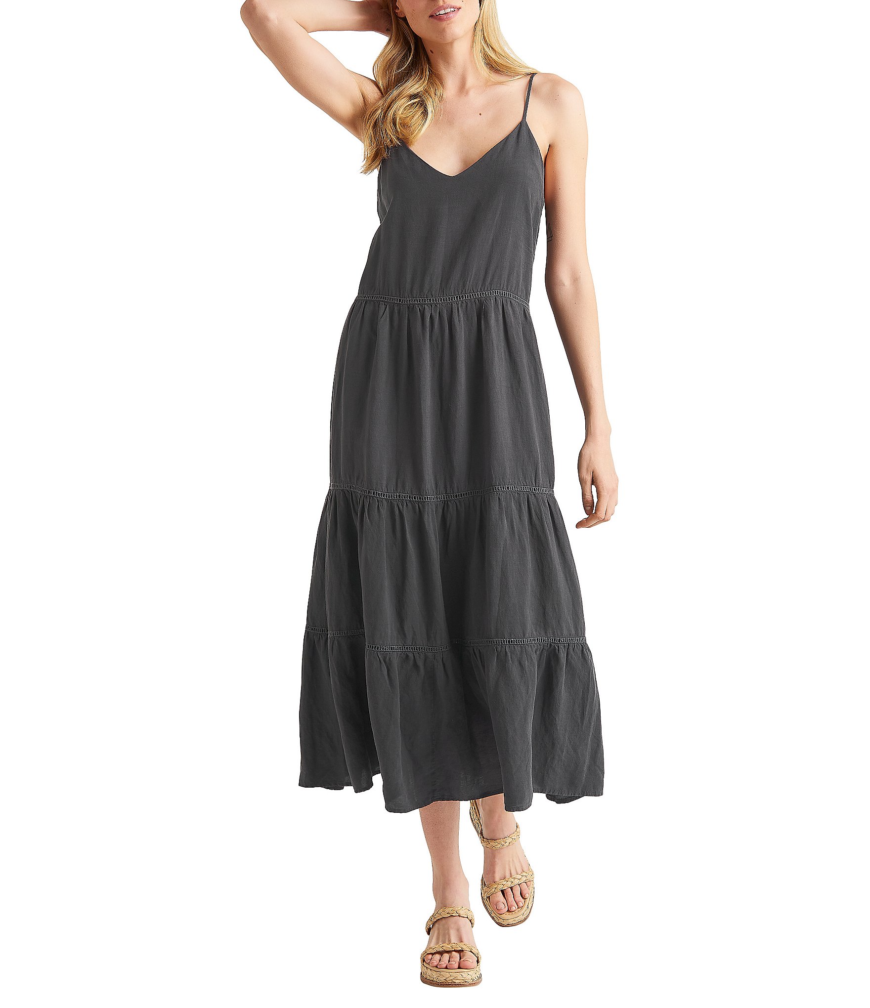 Splendid Jacqueline Sleeveless V-Neck Midi Dress | Dillard's