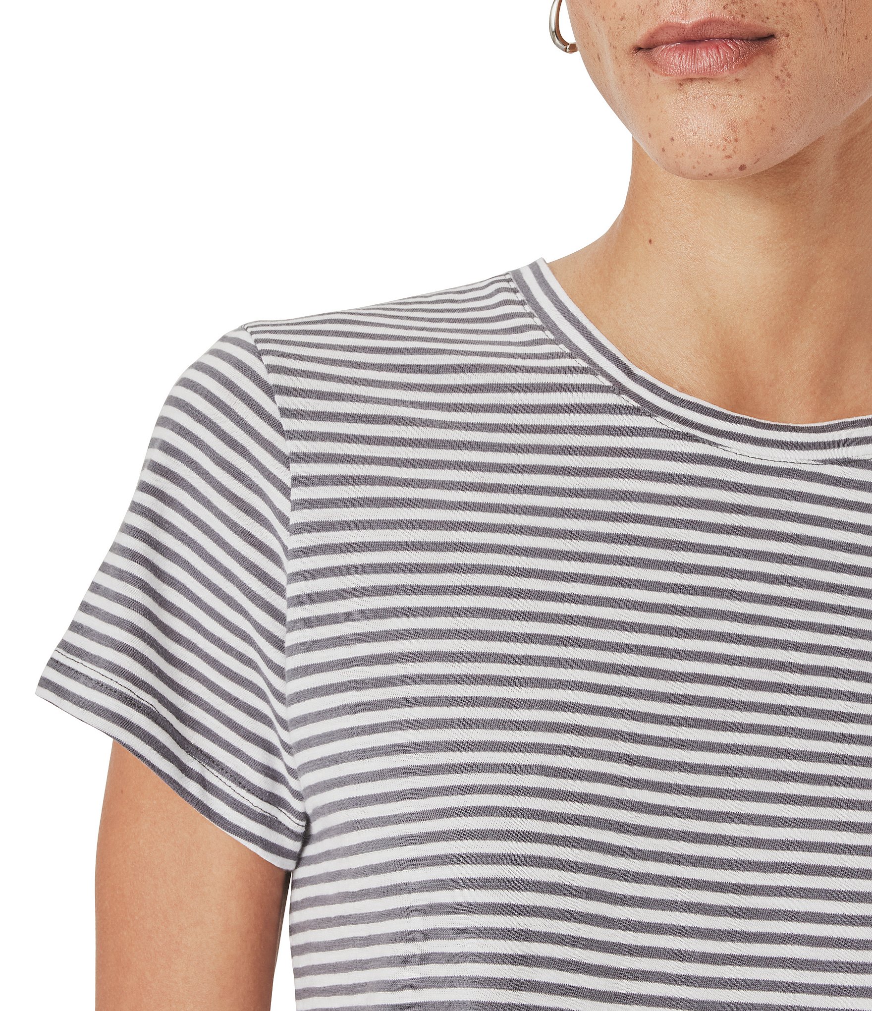 Splendid Louisa Knit Stripe Print Crew Neck Short Sleeve Shirt