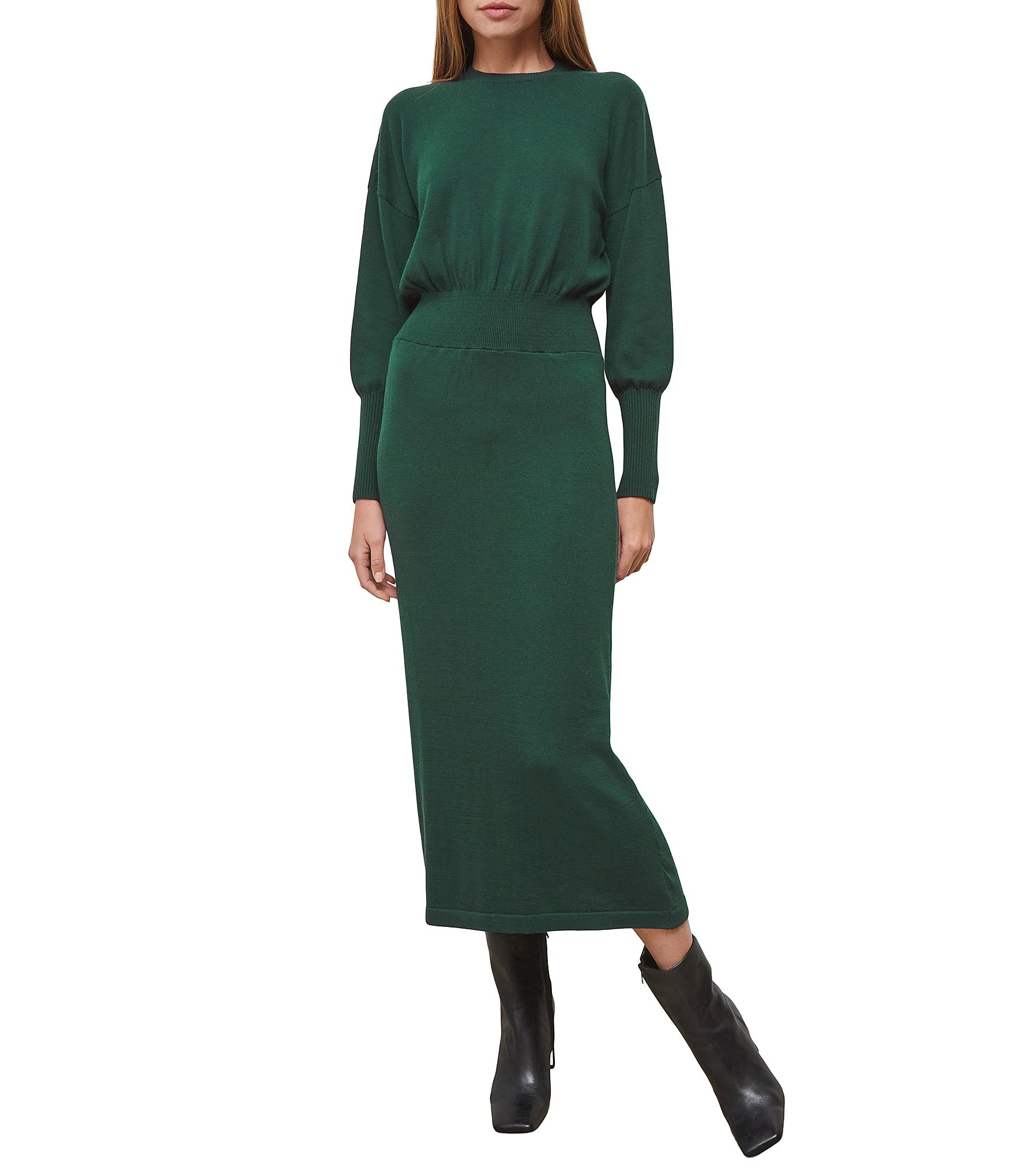 Splendid Rylan Long Sleeve Sweater Blouson Midi Dress | Dillard's