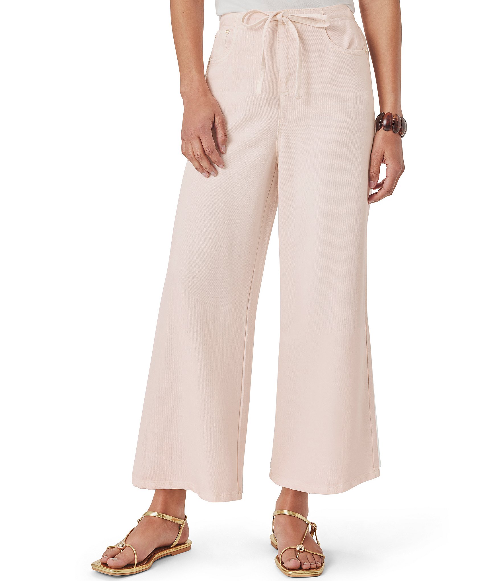 Splendid Soft Denim Cropped Drawstring Straight Leg Pants