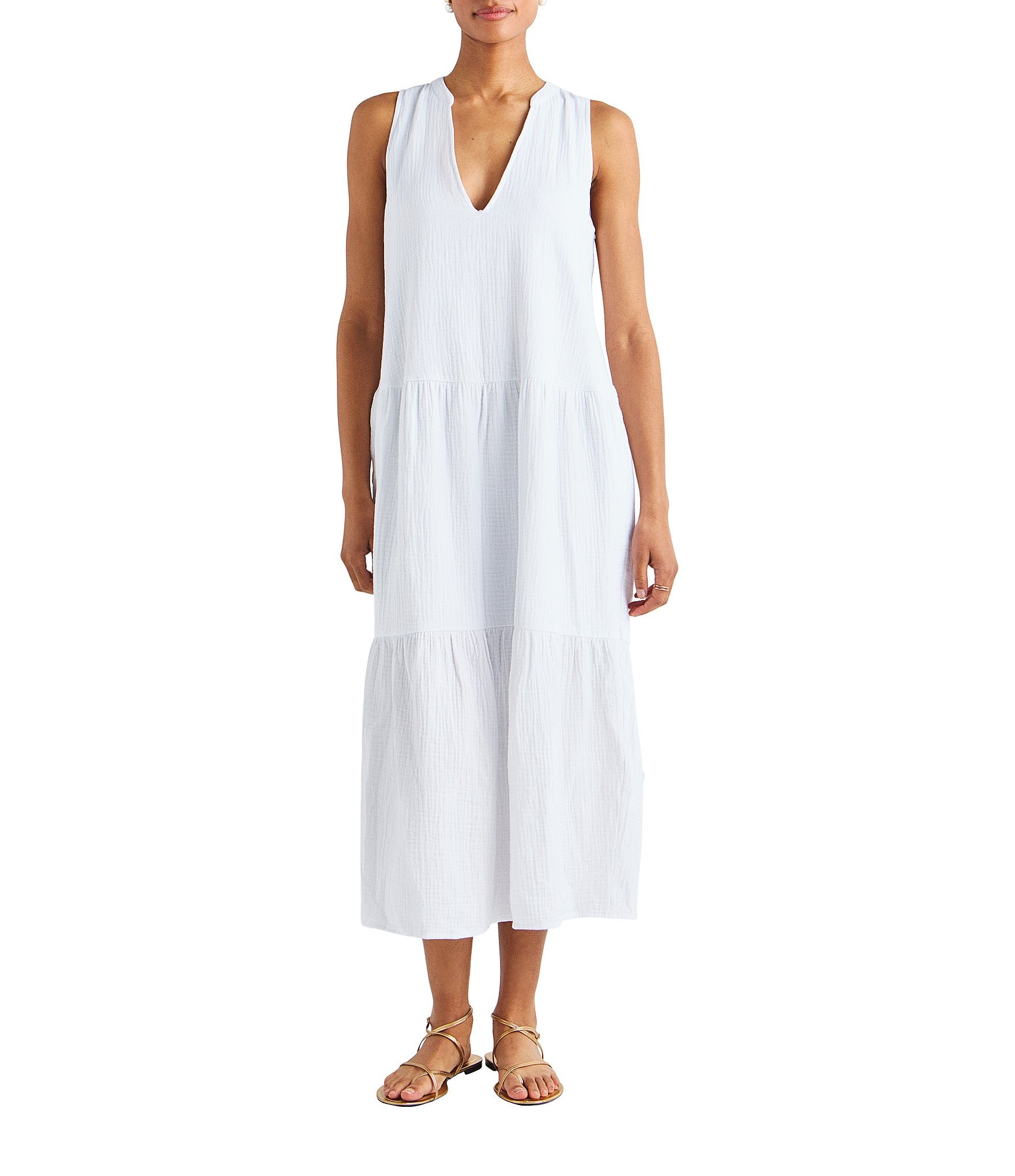 Splendid Sumner Gauze V-Neck Sleeveless Pullover Maxi Dress | Dillard's