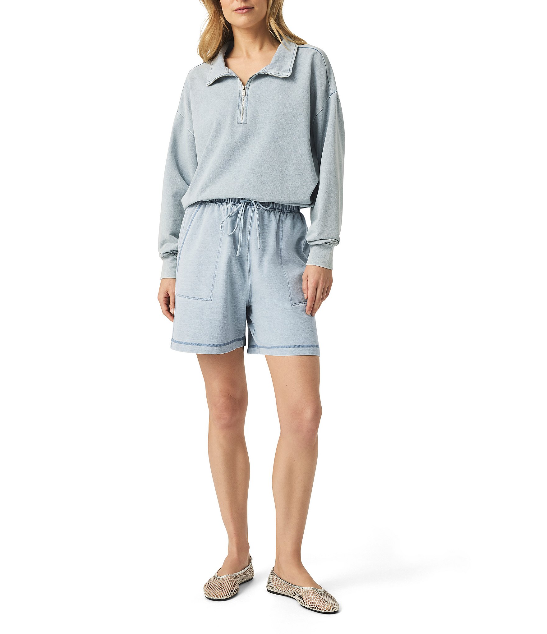 Splendid Terry Knit Drawstring Mid Rise Lounge Shorts