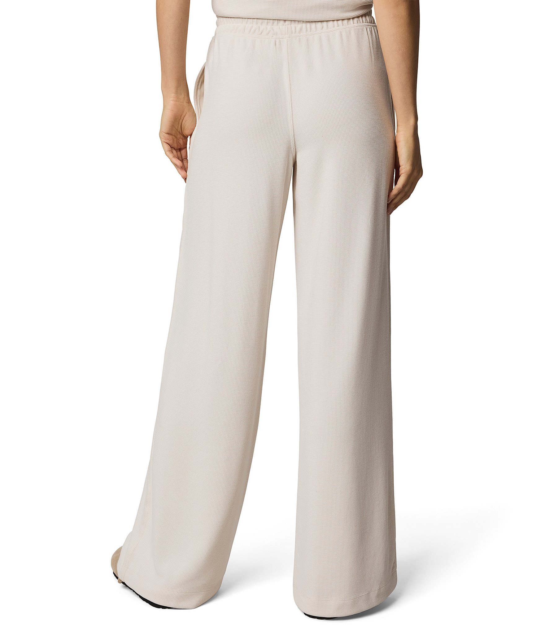 Splendid Waffle Knit Coordinating Wide Leg Elastic Waist Drawstring Pants