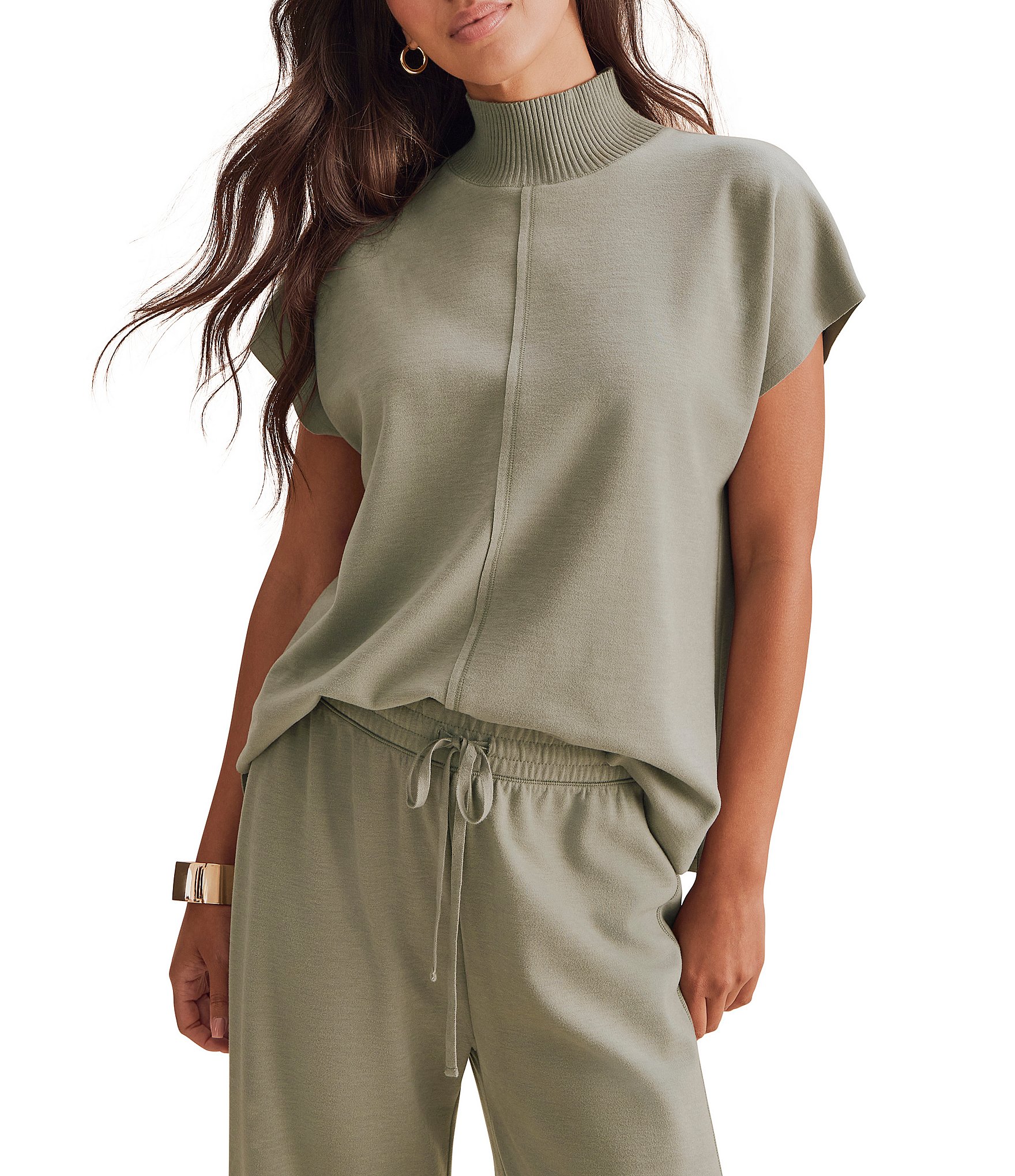 Splendid Winslow Coordinating Knit Mock Neck Cap Sleeve Top