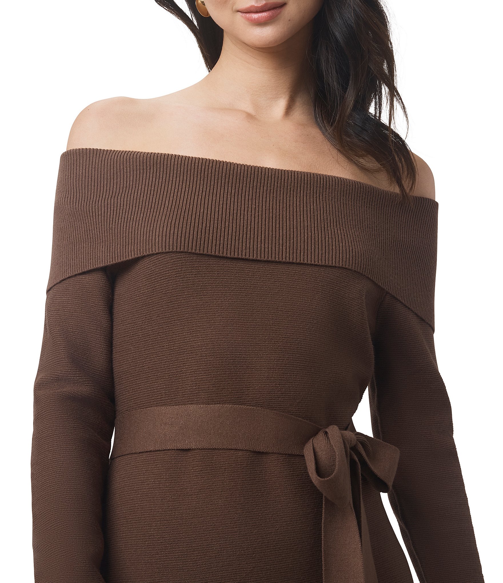 Splendid x Cella Jane Blog Sleek Off-The-Shoulder Long Sleeve A-Line Maxi Sweater Dress