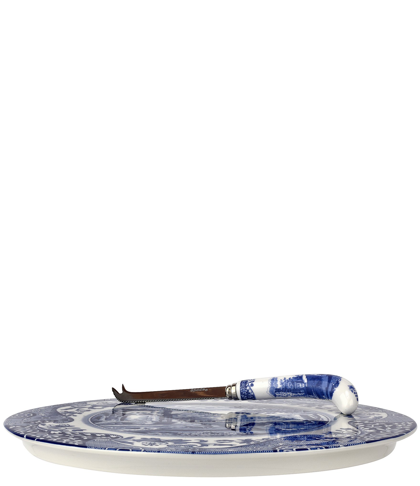 Spode Blue Italian Collection 2-Piece Cheese Plate With Knife
