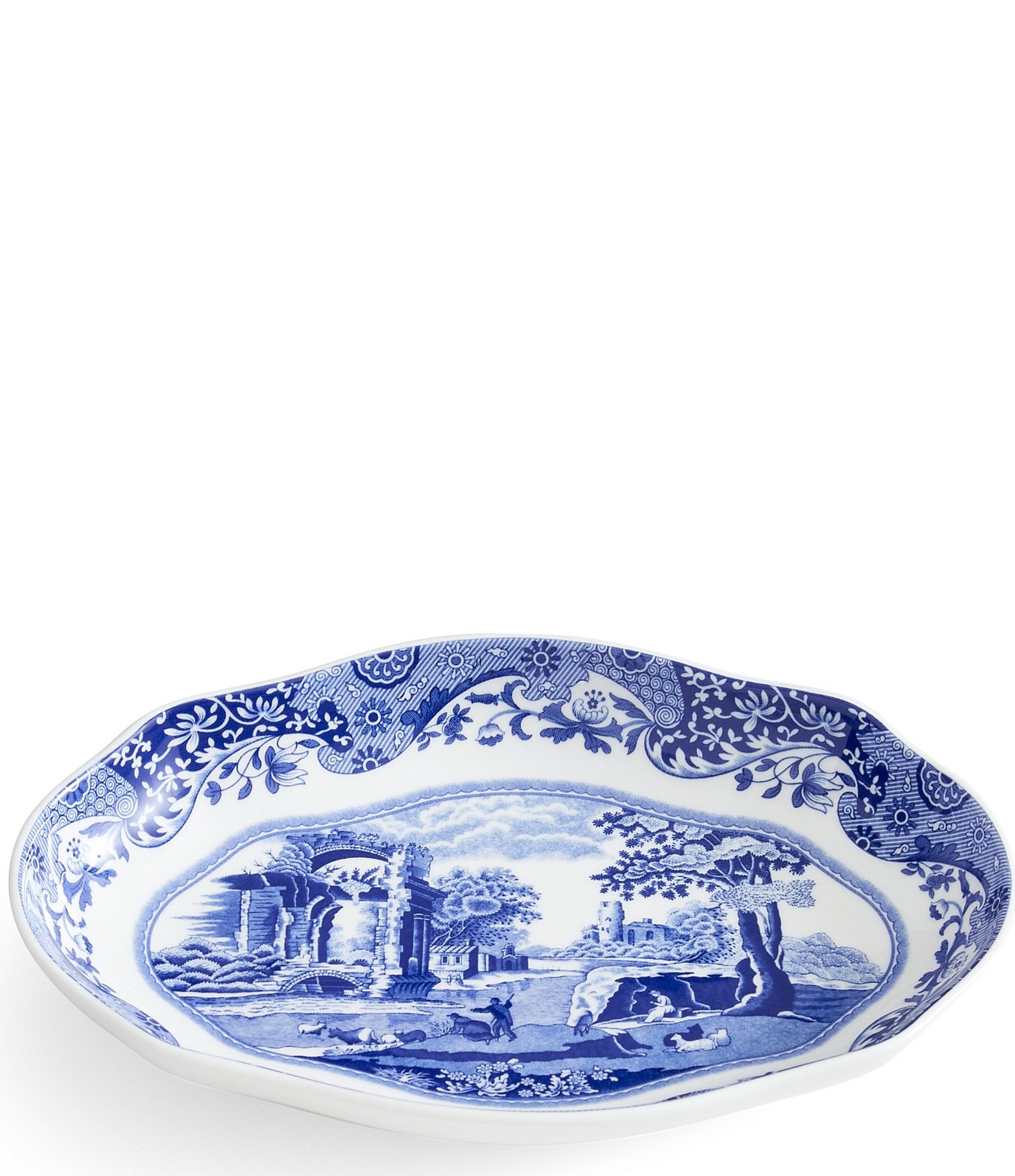 Spode Blue Italian Collection Oval Fluted Dish
