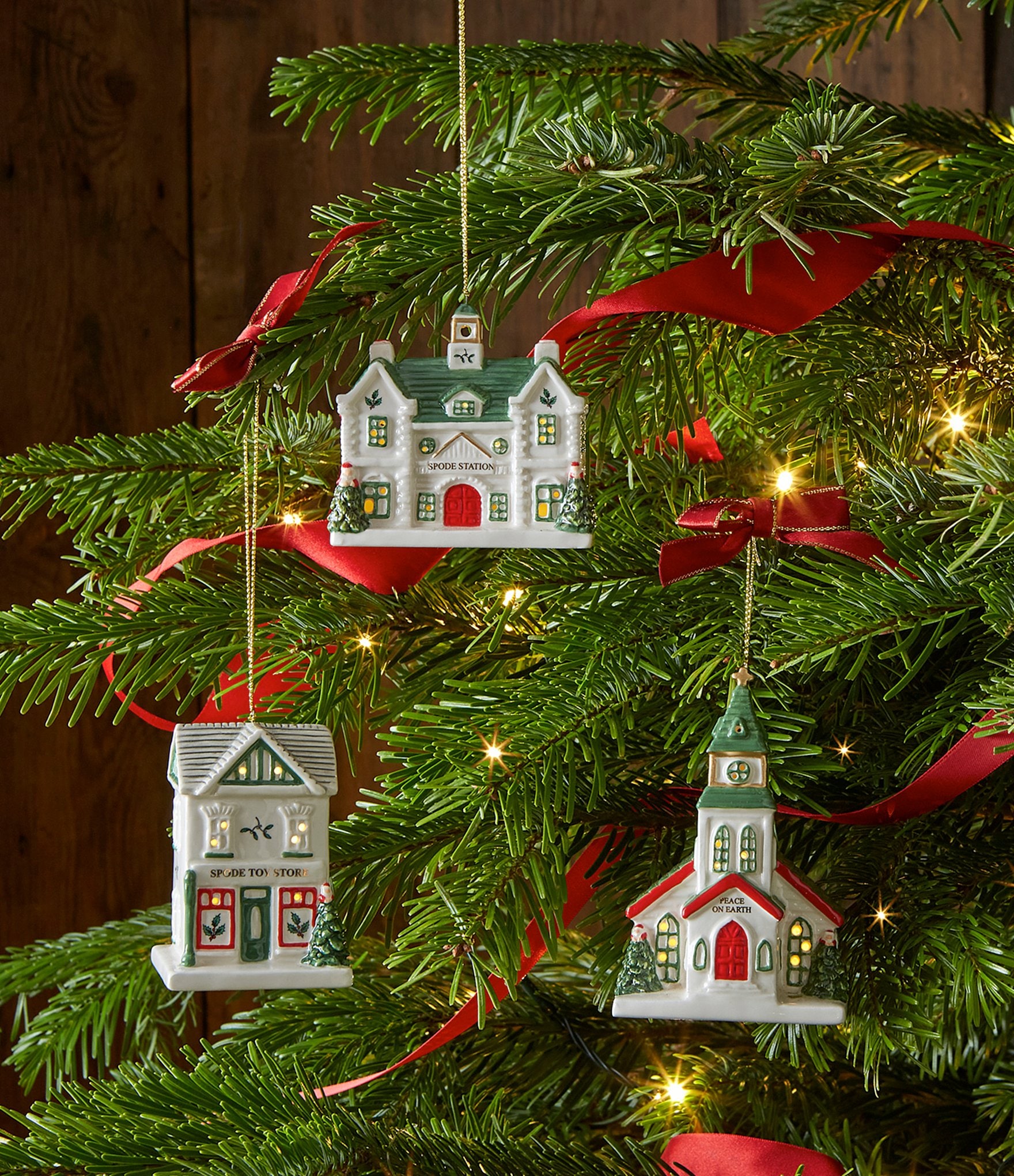 Spode Christmas Tree Collection Christmas Village Church LED Ornament