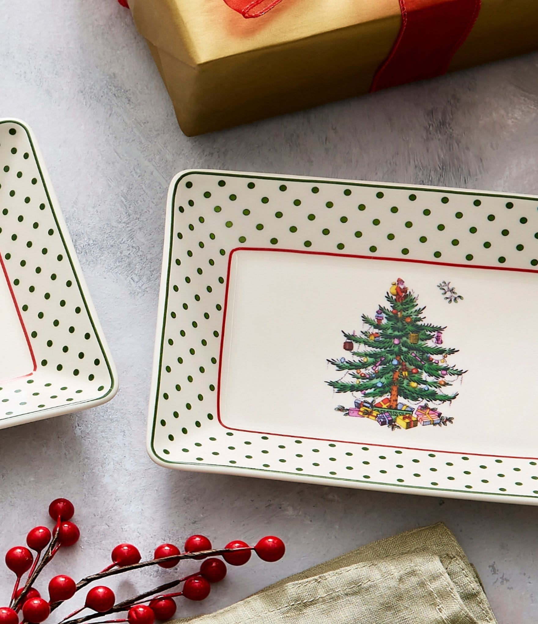 Spode Christmas Tree Collection Polka Dot Nesting Tray, Set of 3