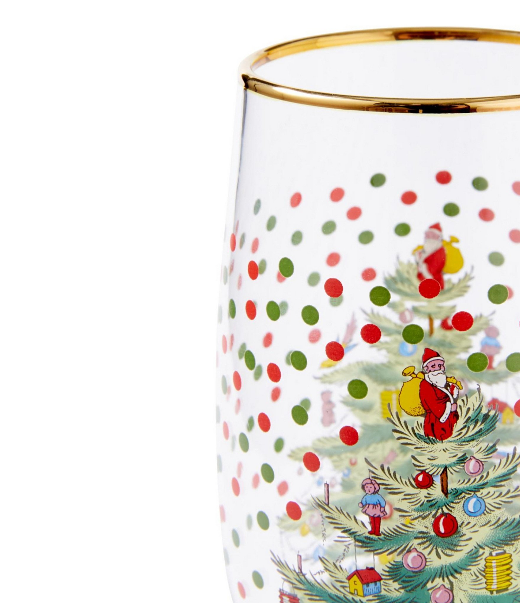 Spode Christmas Tree Polka Dot Champagne Flutes, Set of 4