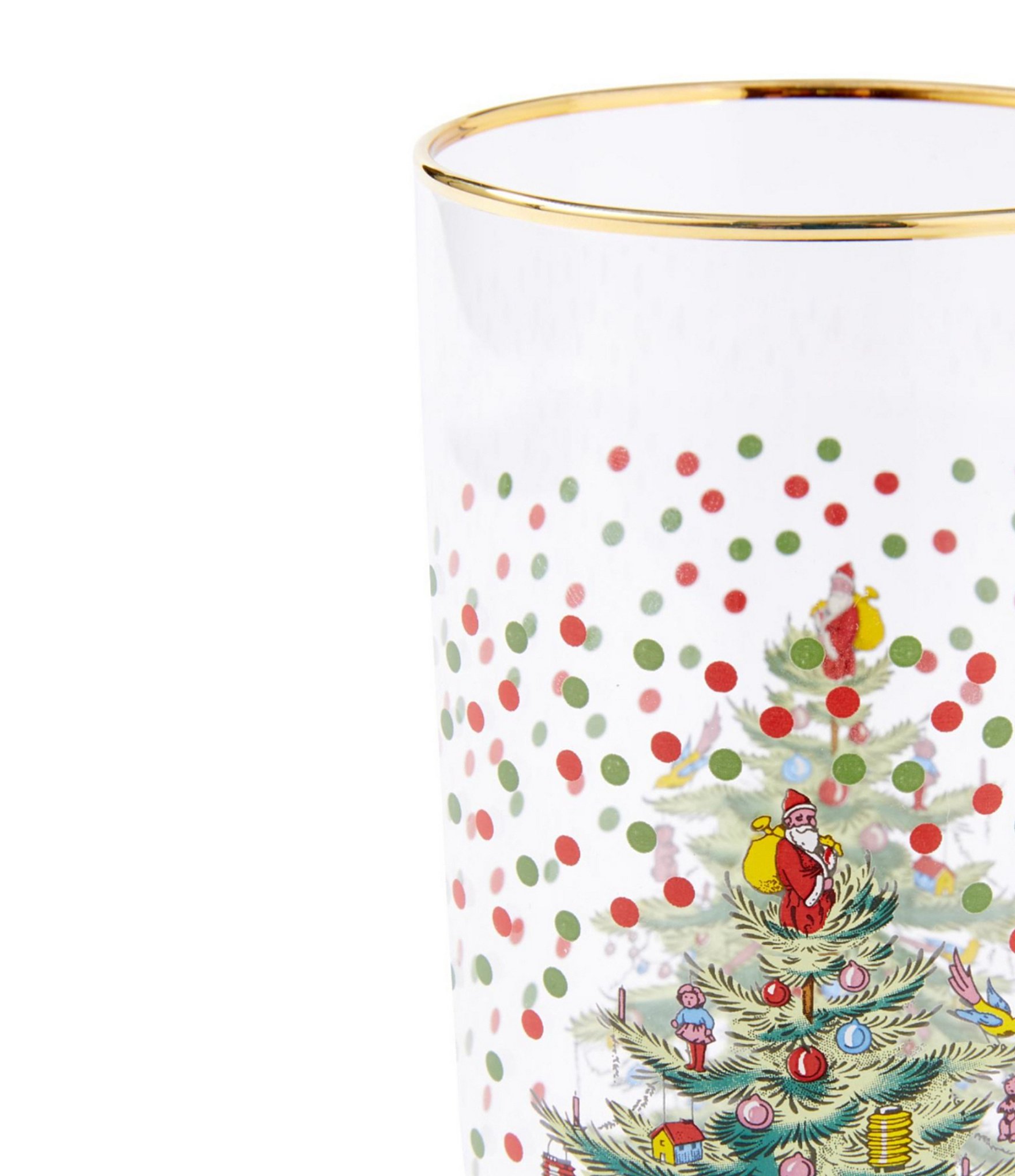 Spode Christmas Tree Polka Dot High Ball Glasses, Set of 4