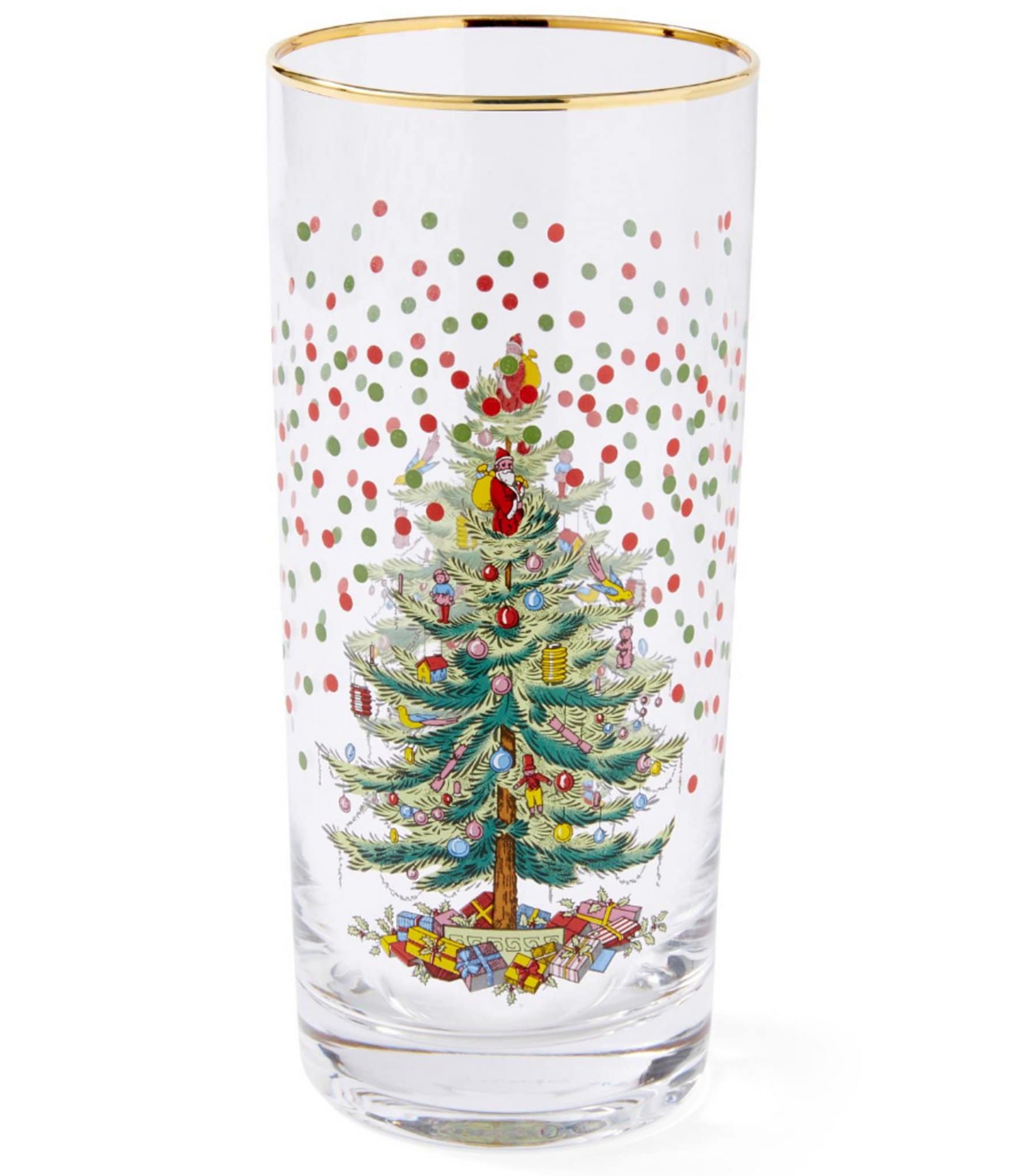 Spode Christmas Tree Polka Dot High Ball Glasses, Set of 4