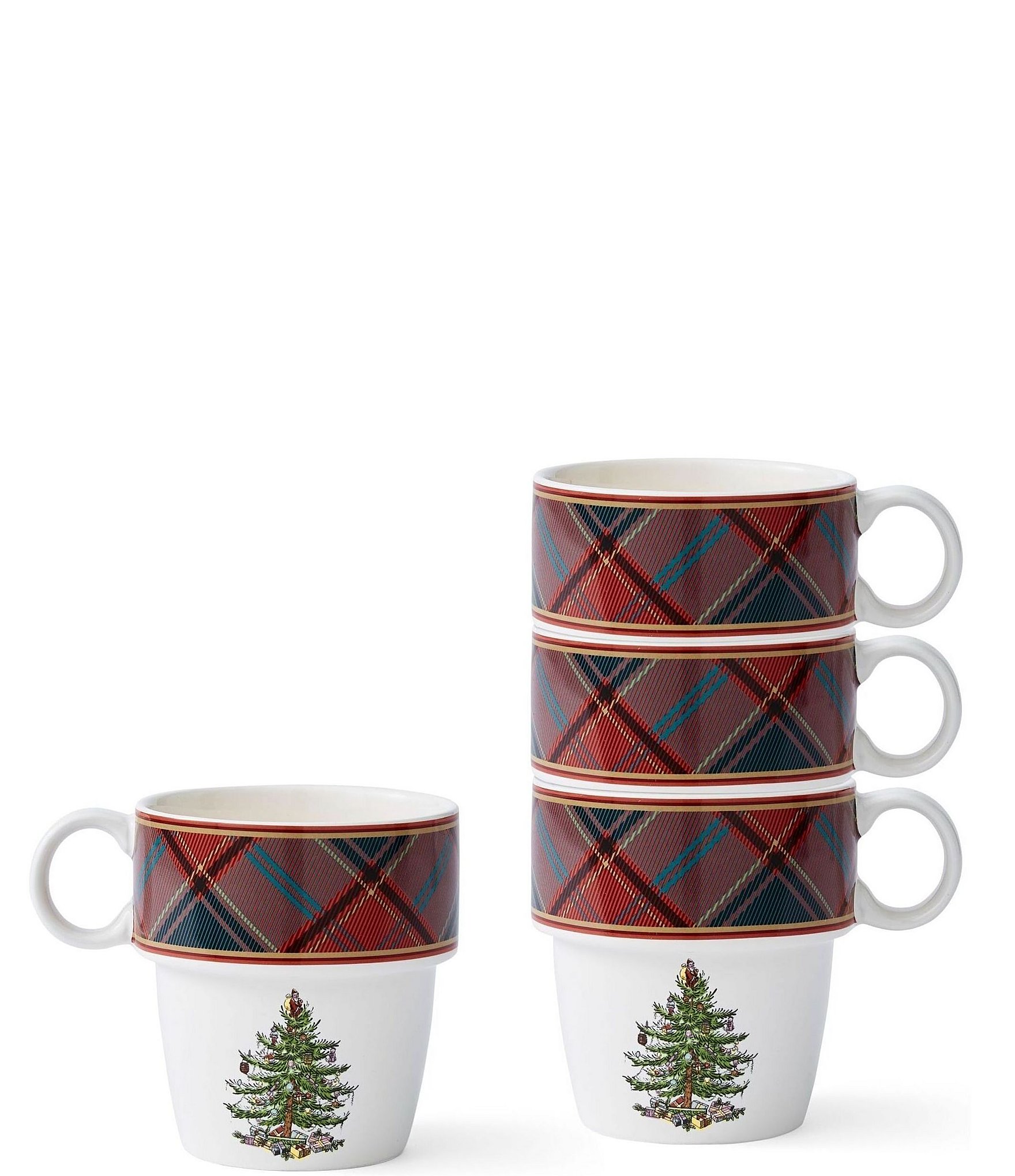 Spode Christmas Tree Tartan Stacking Mugs, Set of 4 Dillard's