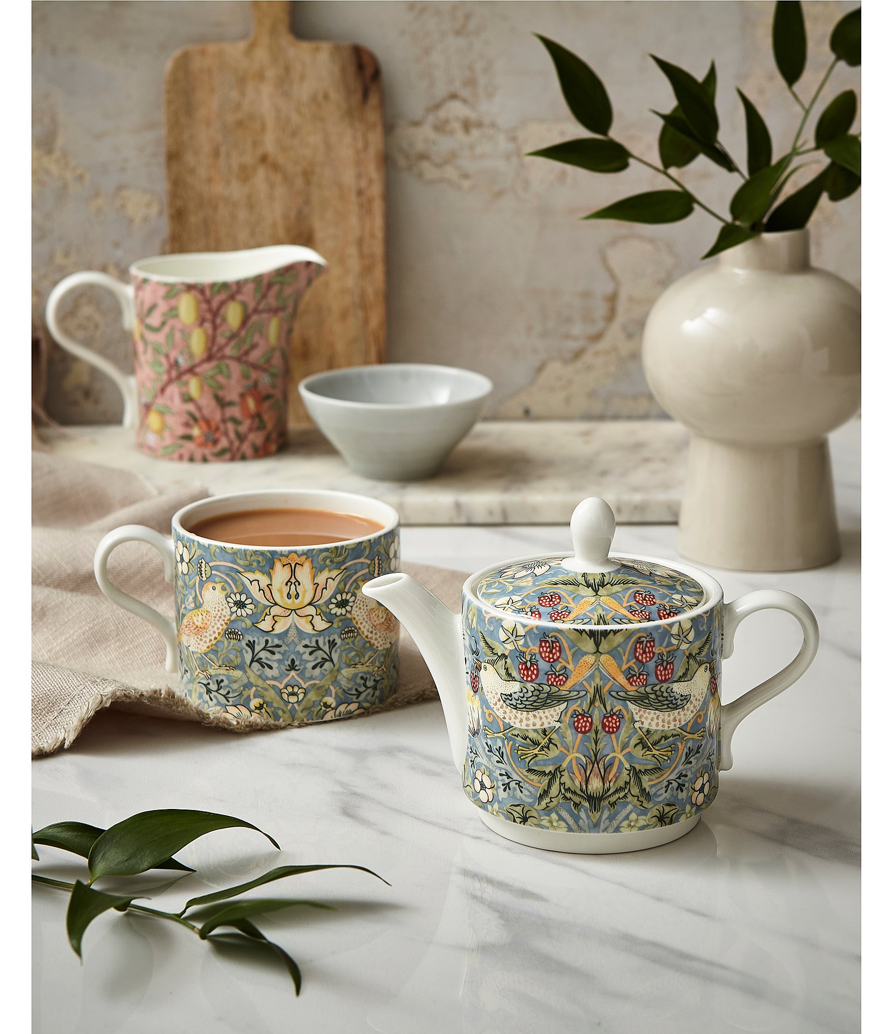 Spode Morris & Co. Collection Strawberry Thief Tea Set for One - 10-oz