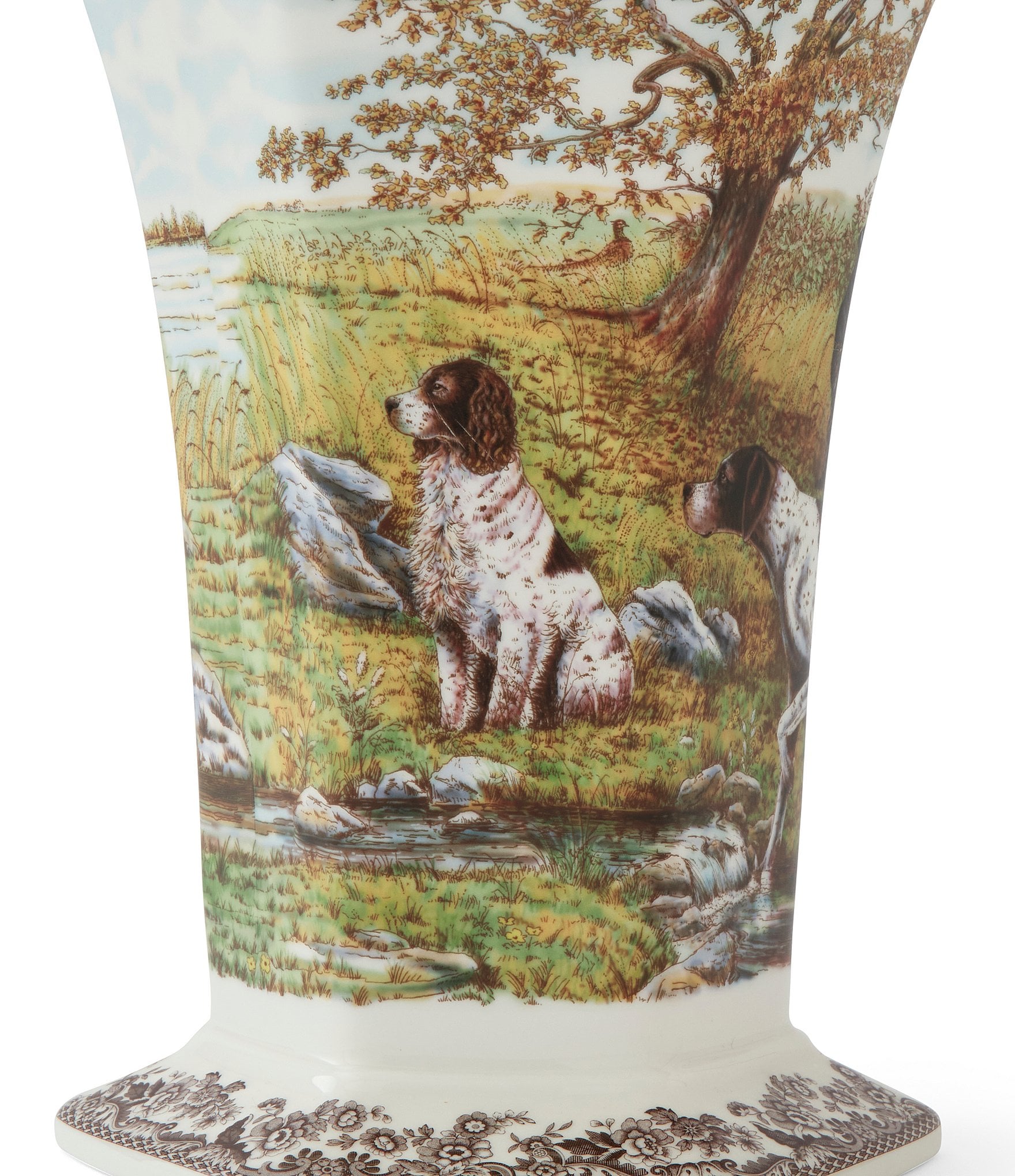 Spode Woodland Collection Hunting Dogs Hexagonal Vase
